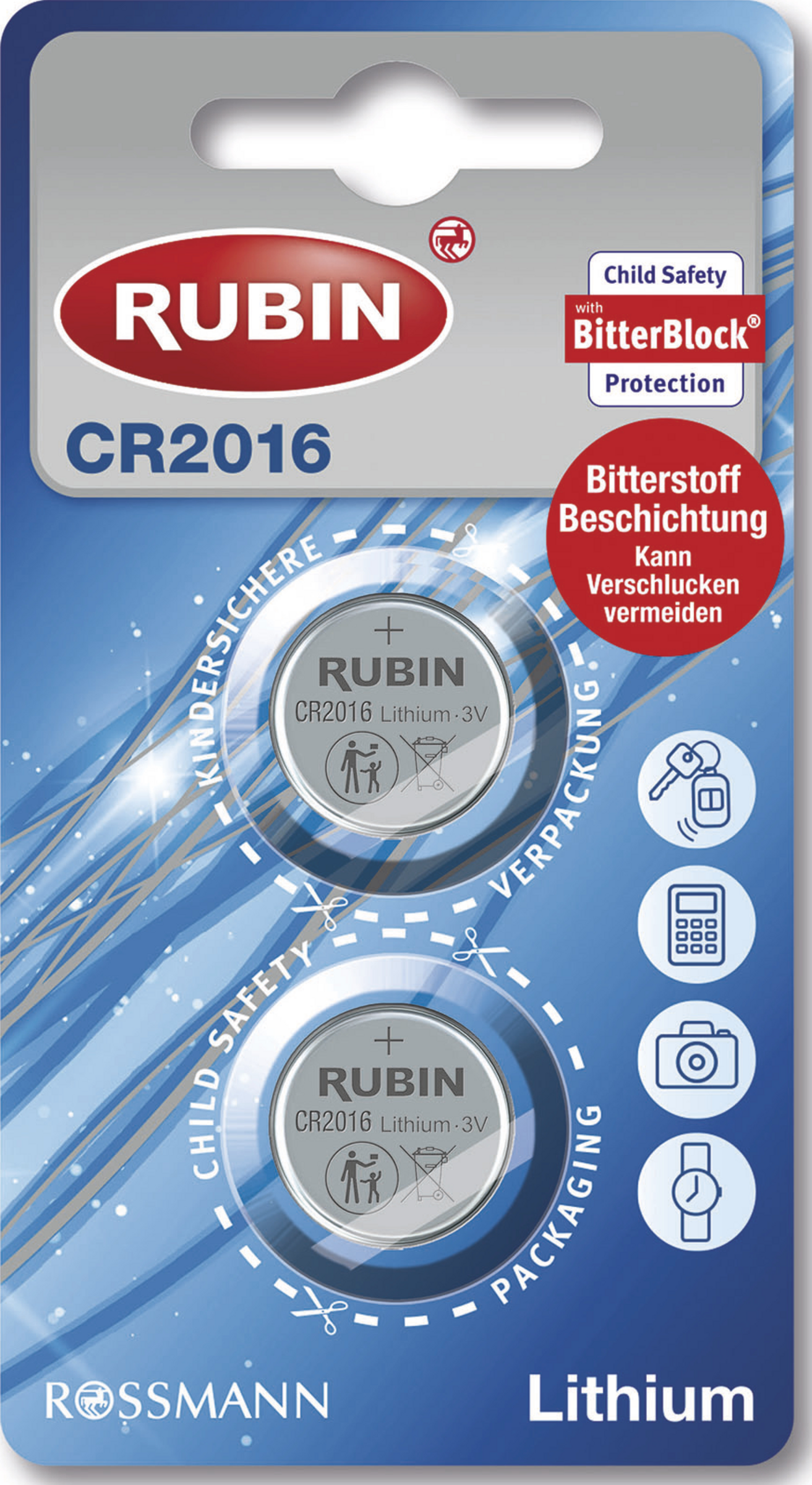 RUBIN CR2016 Lithium Knopfzelle