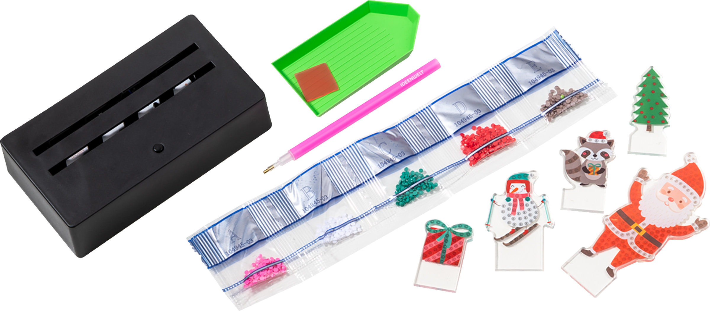 IDEENWELT LED-Diamond-Painting-Set Weihnachtsmann