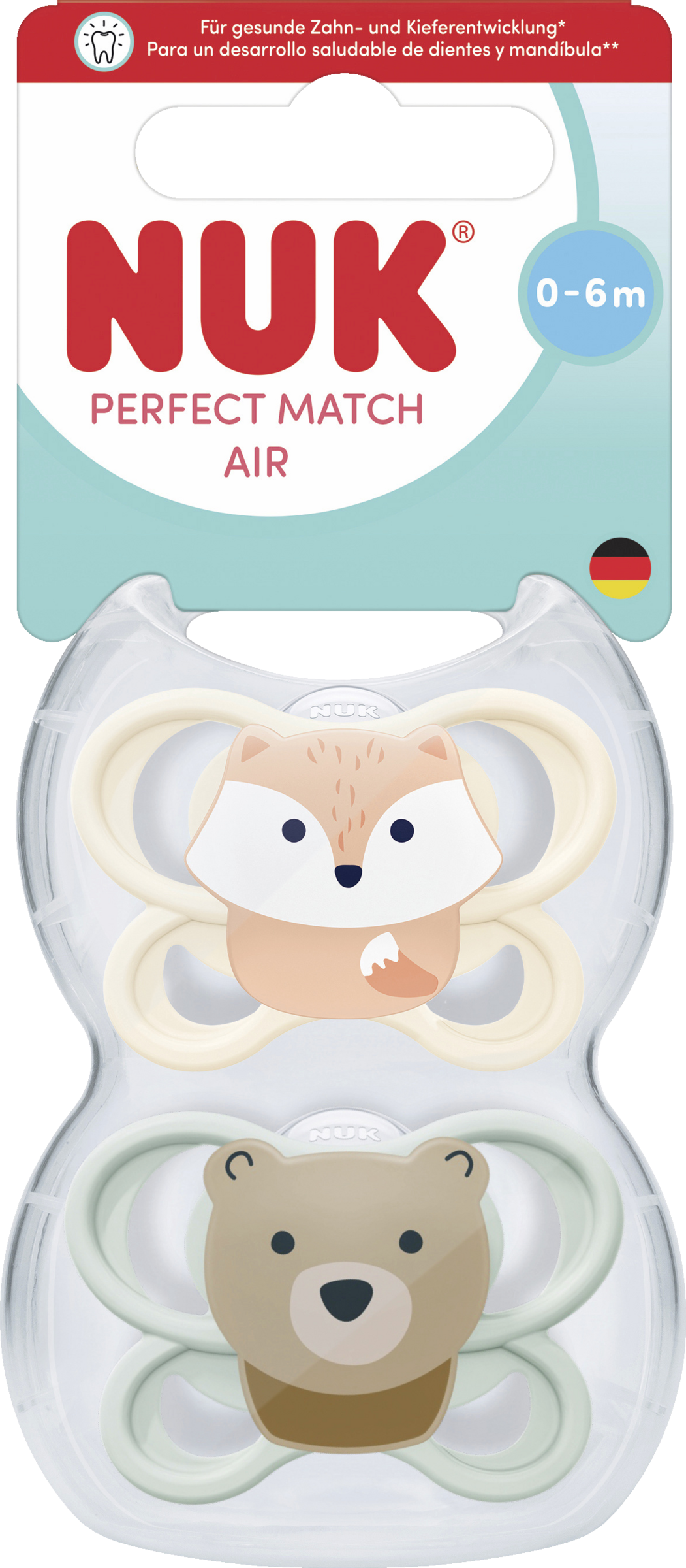 NUK 2er Set Perfect Match Air Silikon-Schnuller 0-6 Monate