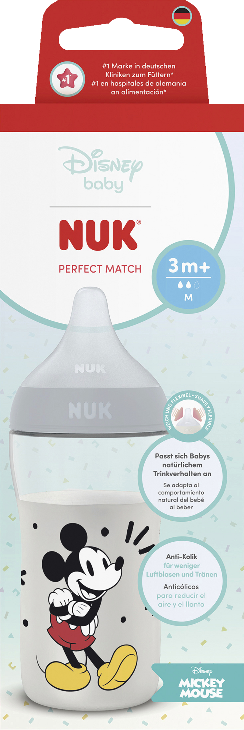 NUK Disney Baby Perfect Match Babyflasche Mickey Mouse ab 3 Monate, 260 ml