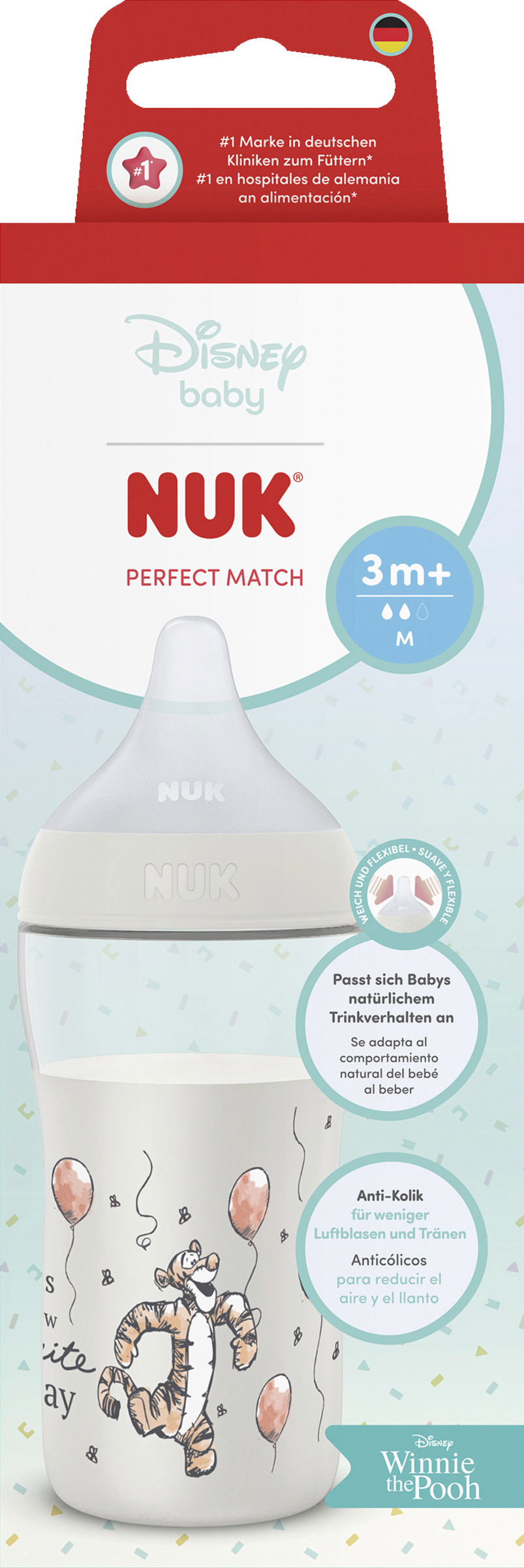 NUK Disney Baby Perfect Match Babyflasche Tigger ab 3 Monate, 260 ml