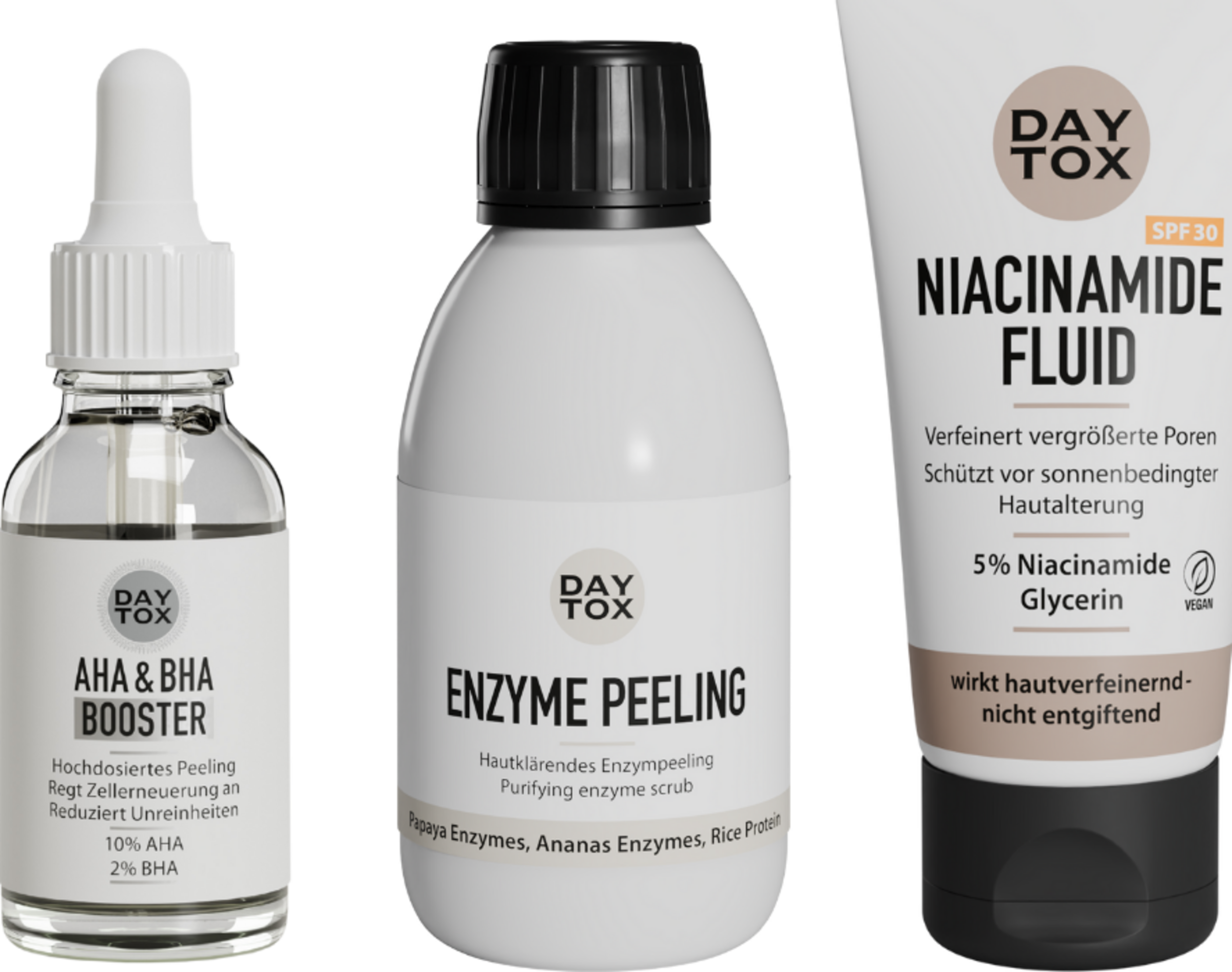 DAYTOX AHA & BHA Booster Peeling + Enzyme Peeling + Daytox Niacinamide Fluid