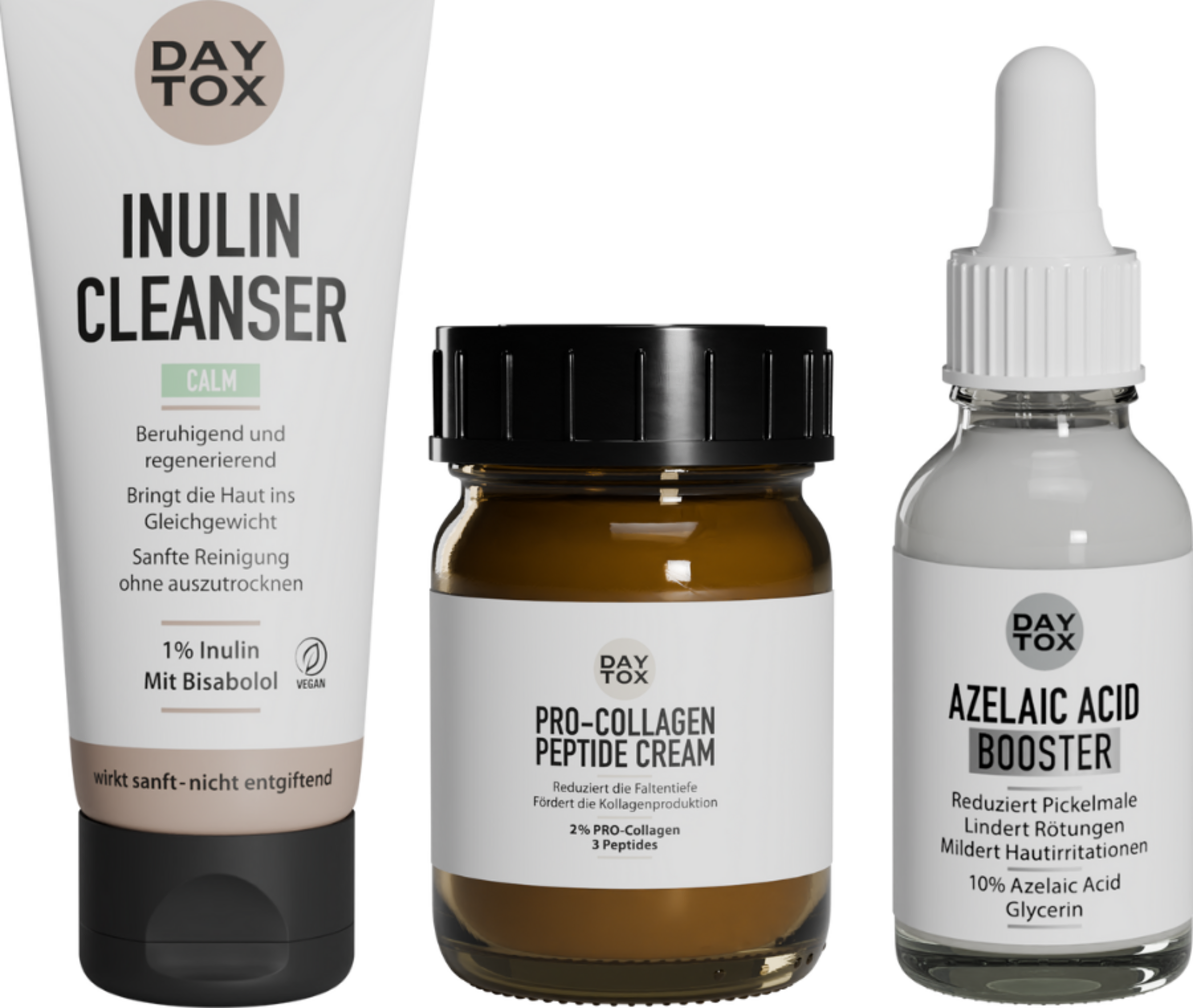 DAYTOX Inulin Cleanser + Azelaic Acid Booster + Pro Collagen Peptide Cream