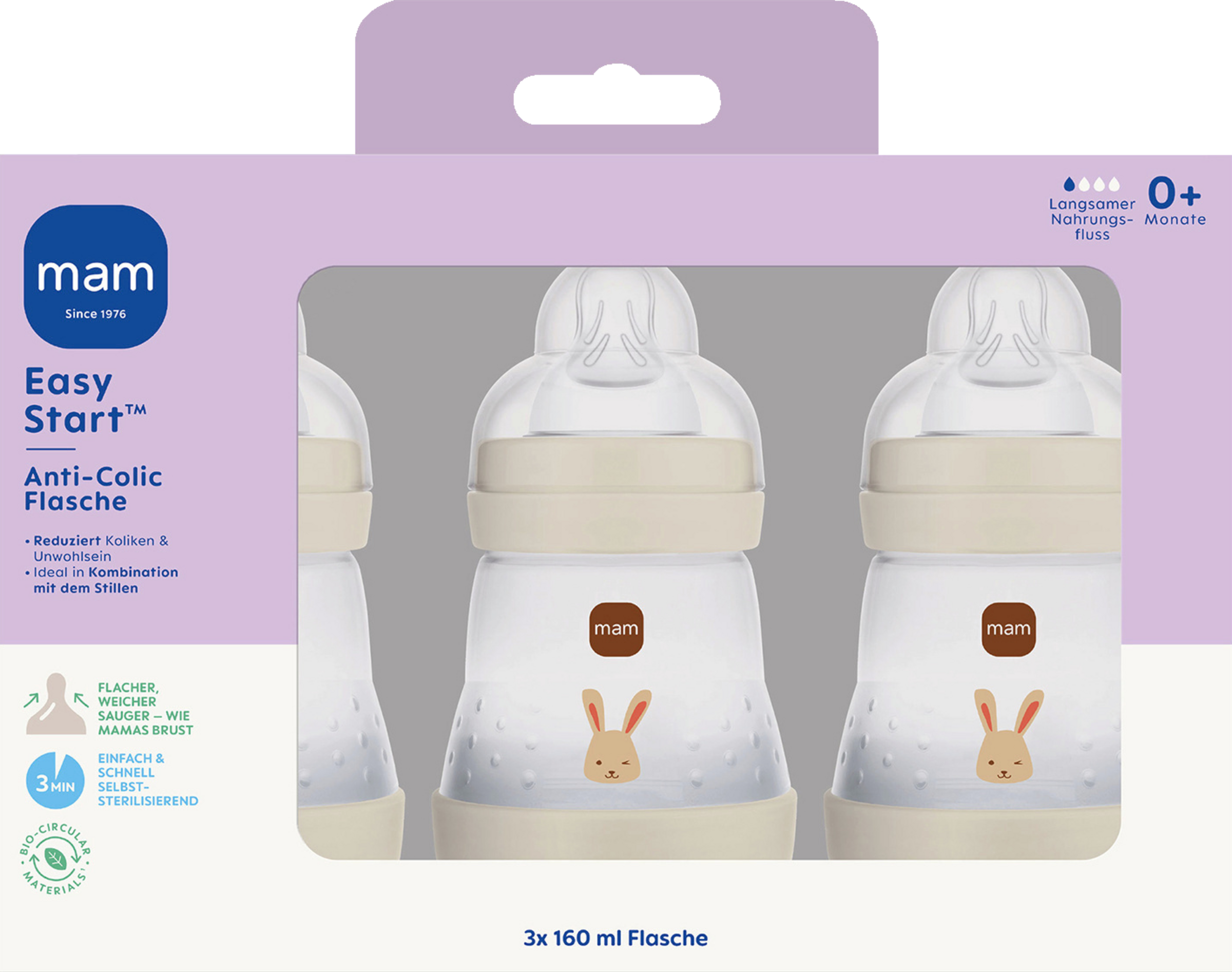 MAM Easy Start Anti Colic 3er 160 ml Hase