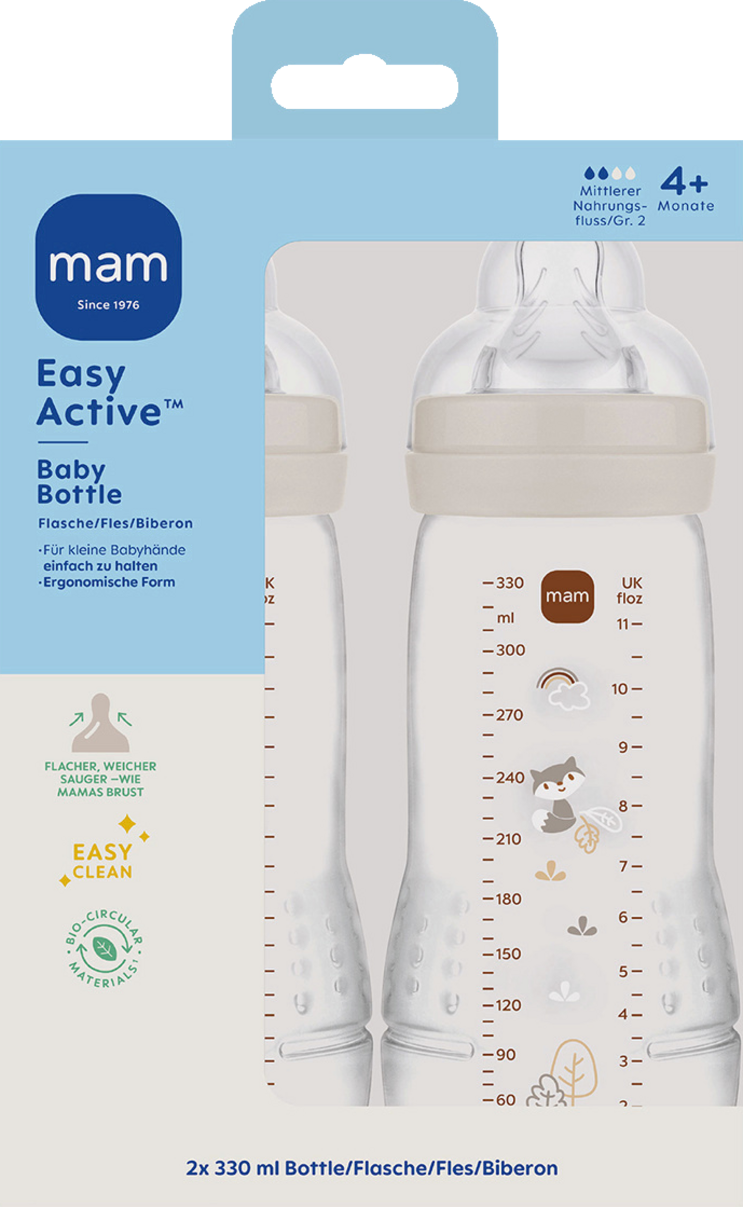 MAM Easy Active Baby Bottle 2er 330 ml Fuchs