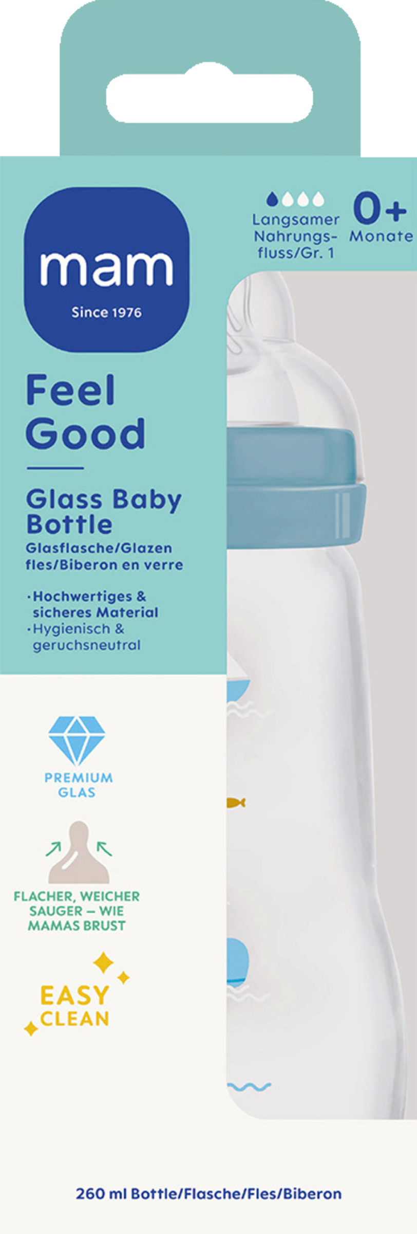 MAM Feel Good Glasflasche 260 ml Wal