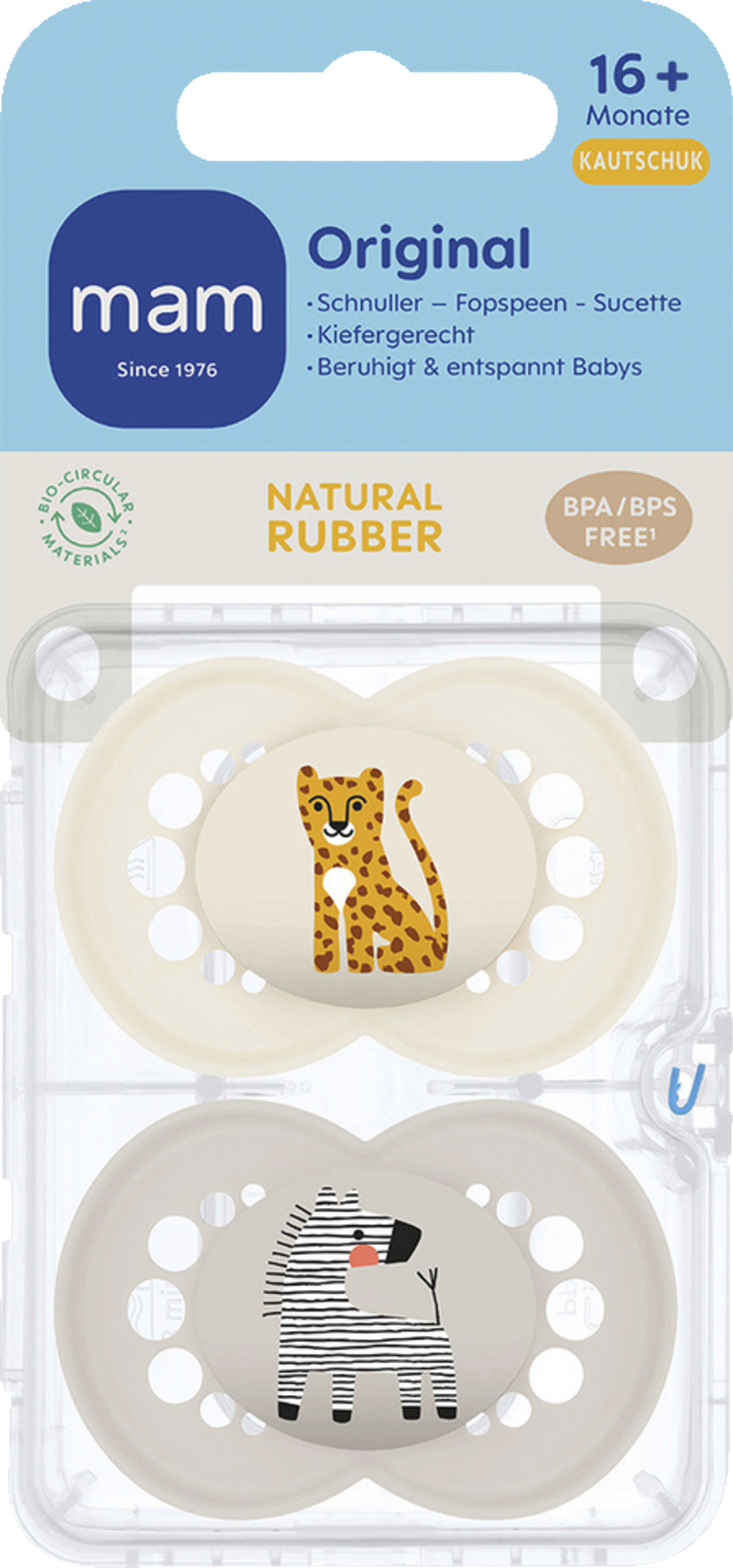 MAM Schnuller Original Latex, 16+ Mon., Leopard/Zebra