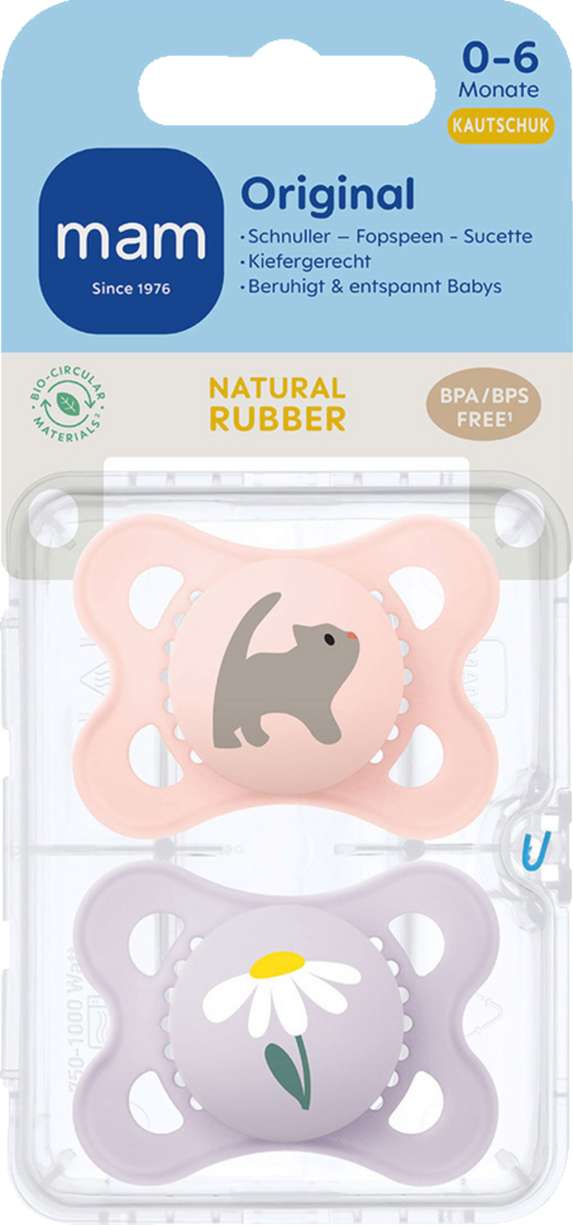 MAM Schnuller Original Latex, 0-6 Mon., Katze/Blume
