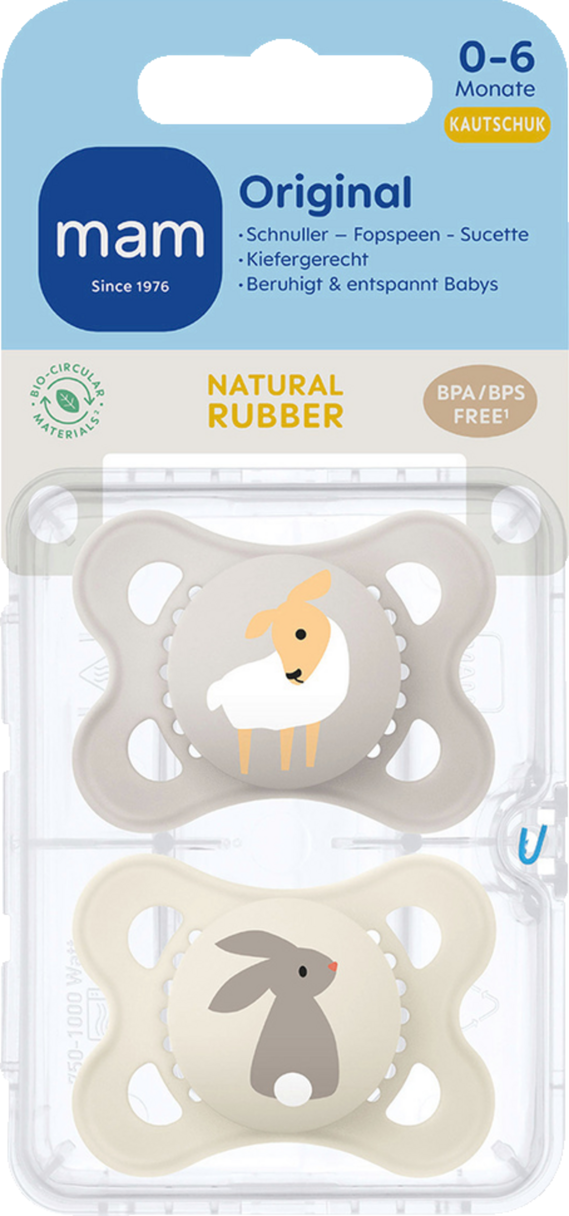MAM Schnuller Original Latex, 0-6 Mon., Schaf/Hase