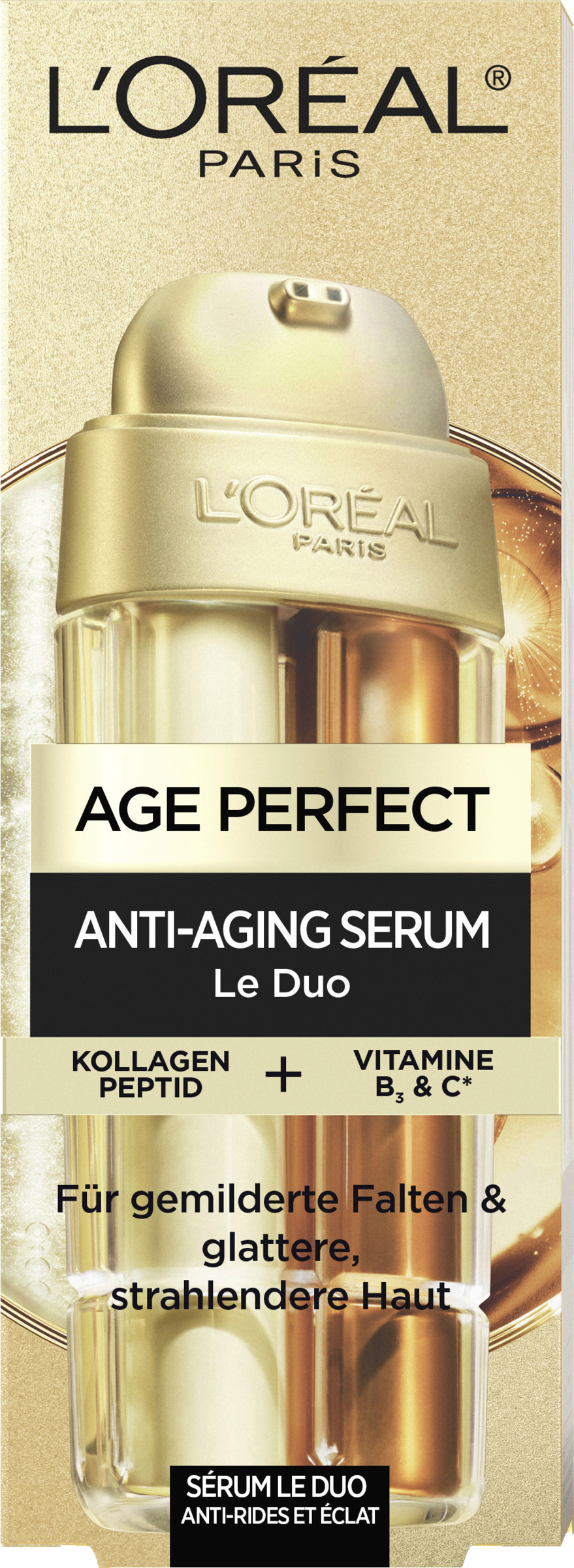 L’Oréal Paris Age Perfect Serum Le Duo – Anti-Aging Pflege mit Kollagen Peptid, Vitamin B3 und CG