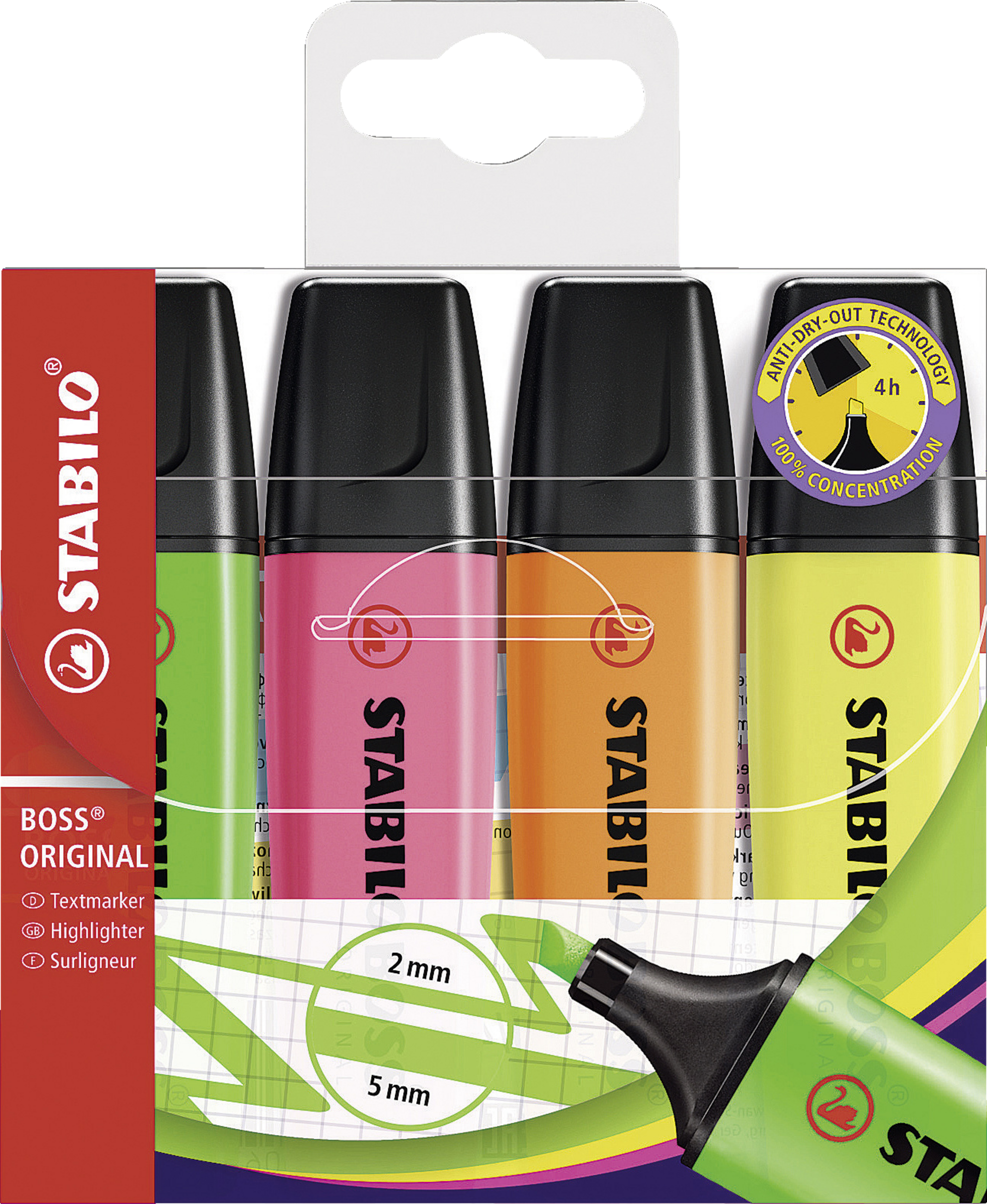 STABILO 4er Set Boss Original Textmarker