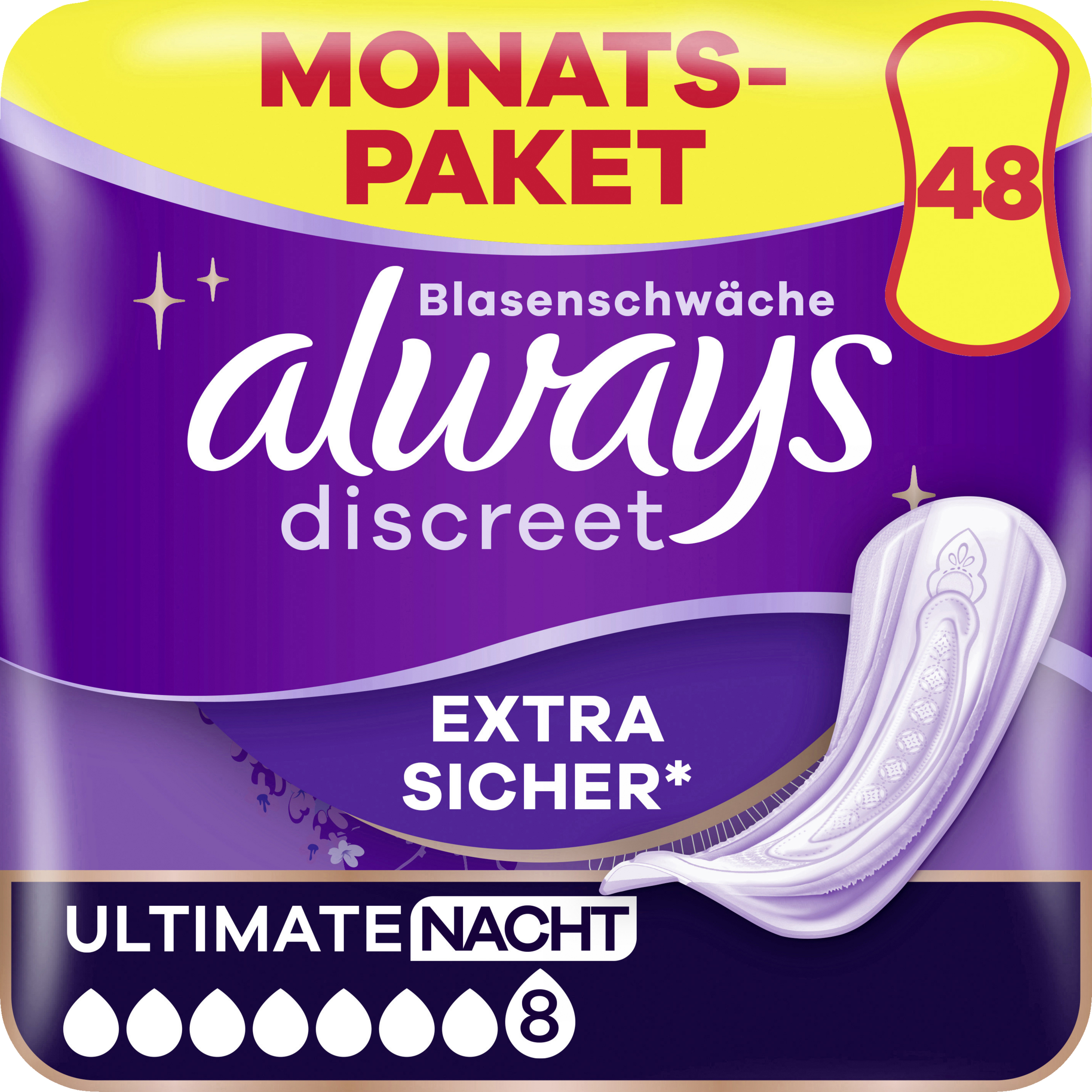 Always Monatspaket Discreet Inkontinenz Einlagen Ultimate Nacht
