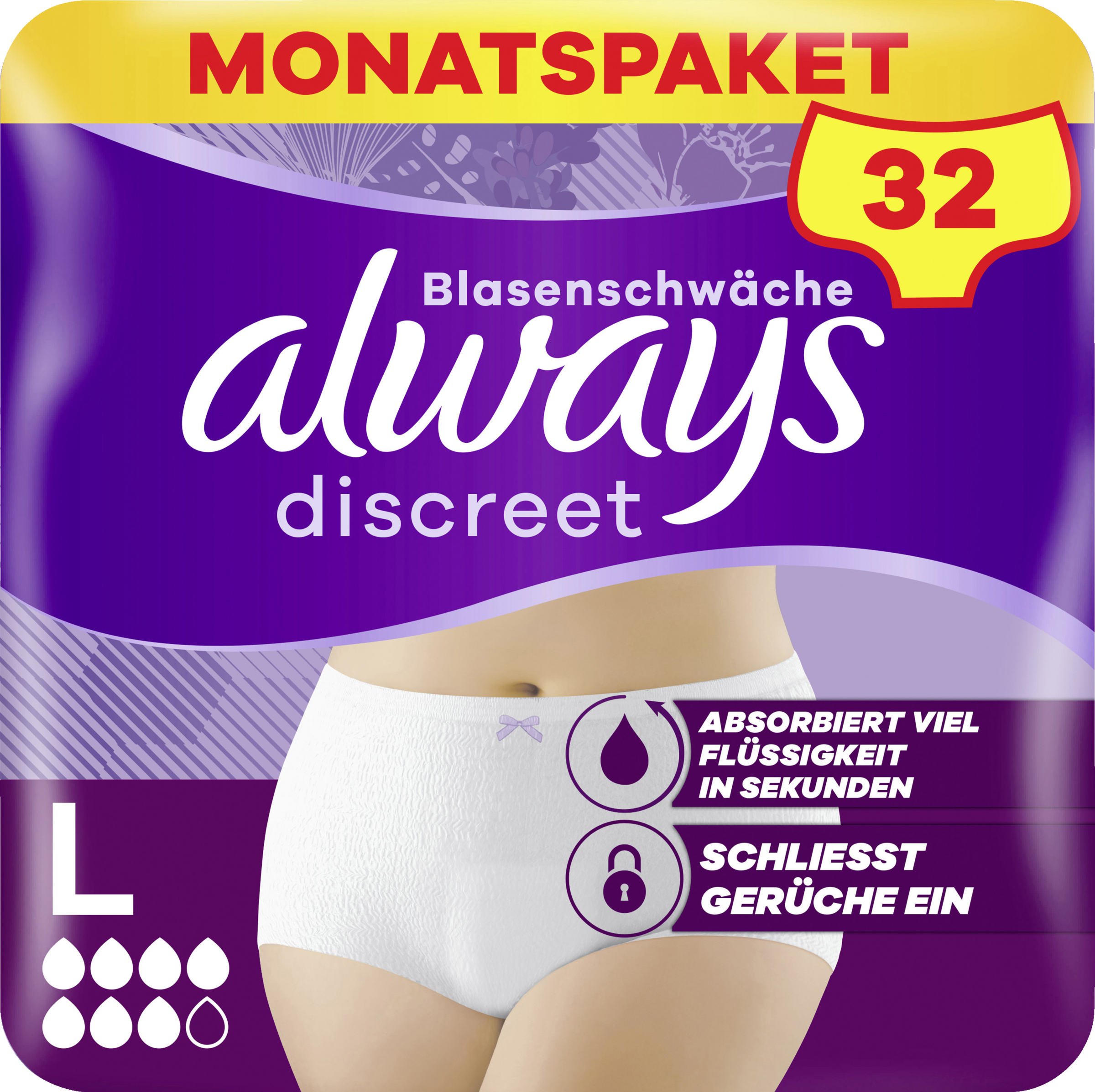 حزمة شهرية لملابس داخلية Discreet Inkontinenz Plus مقاس L