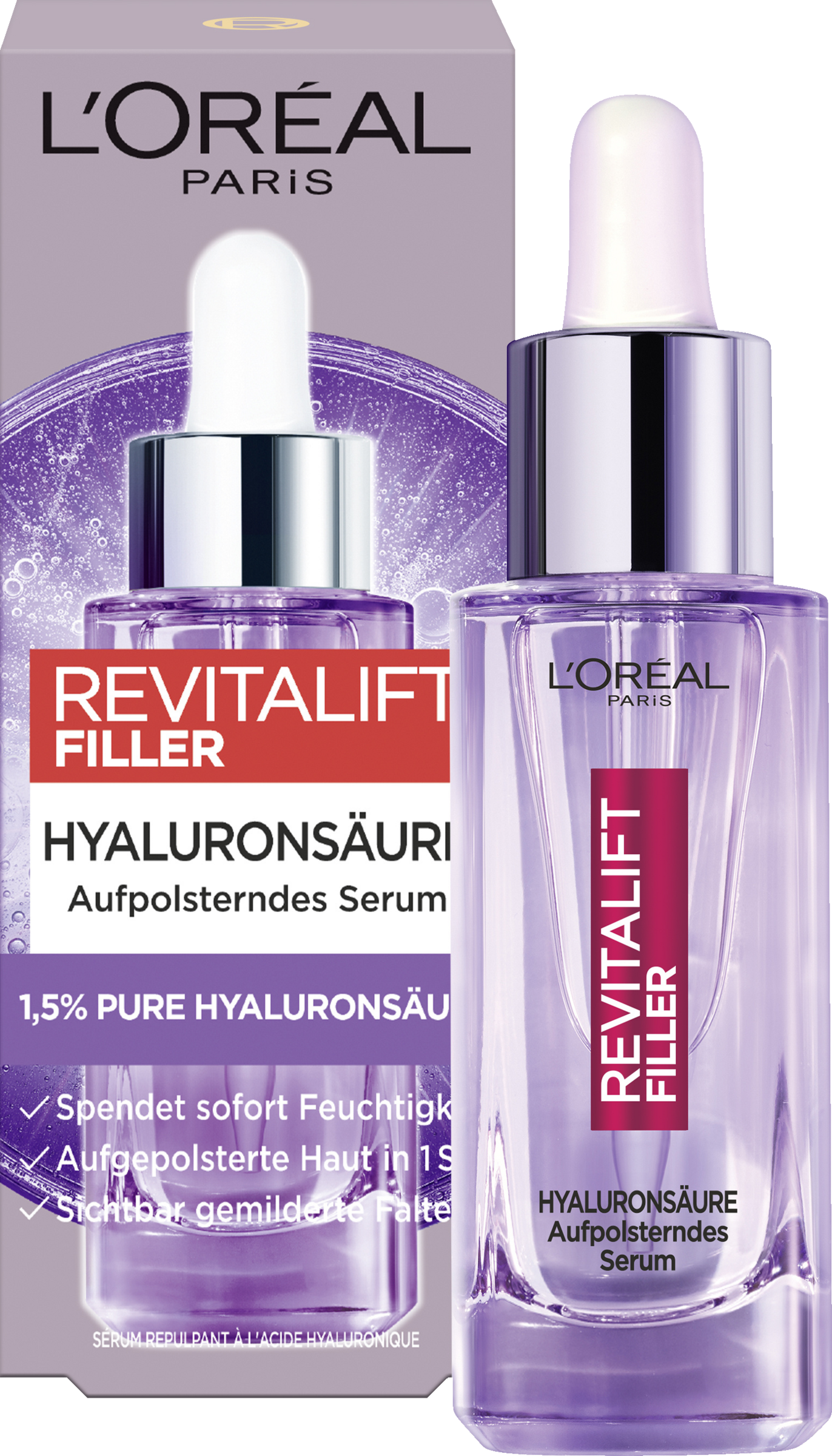 L’Oréal Paris Revitalift Filler aufpolsterndes Gesichtsserum: gegen Falten & für jugendlich und praller aussehende Haut