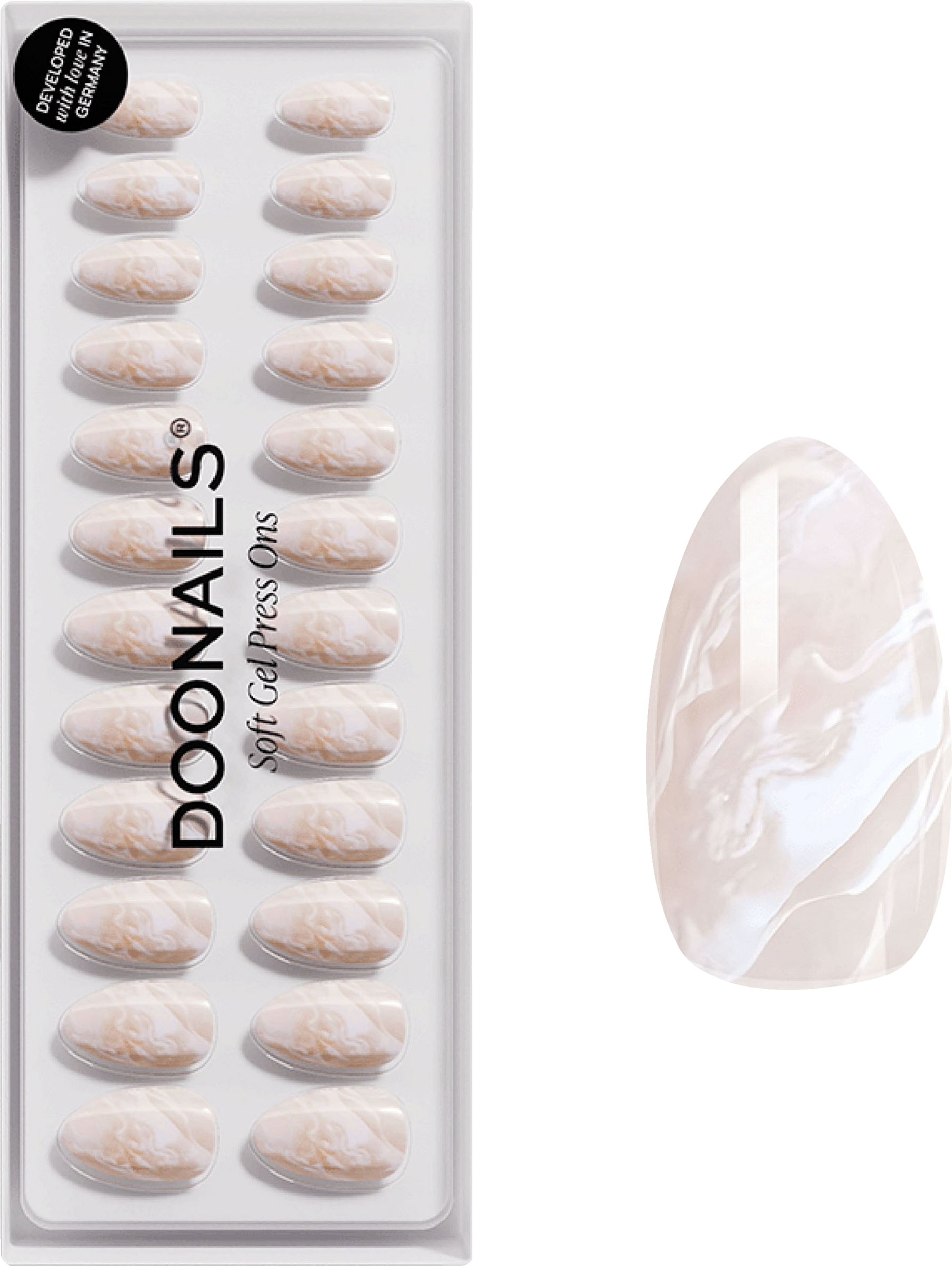 Doonails Nude Marble Short Almond Soft Gel Press Ons