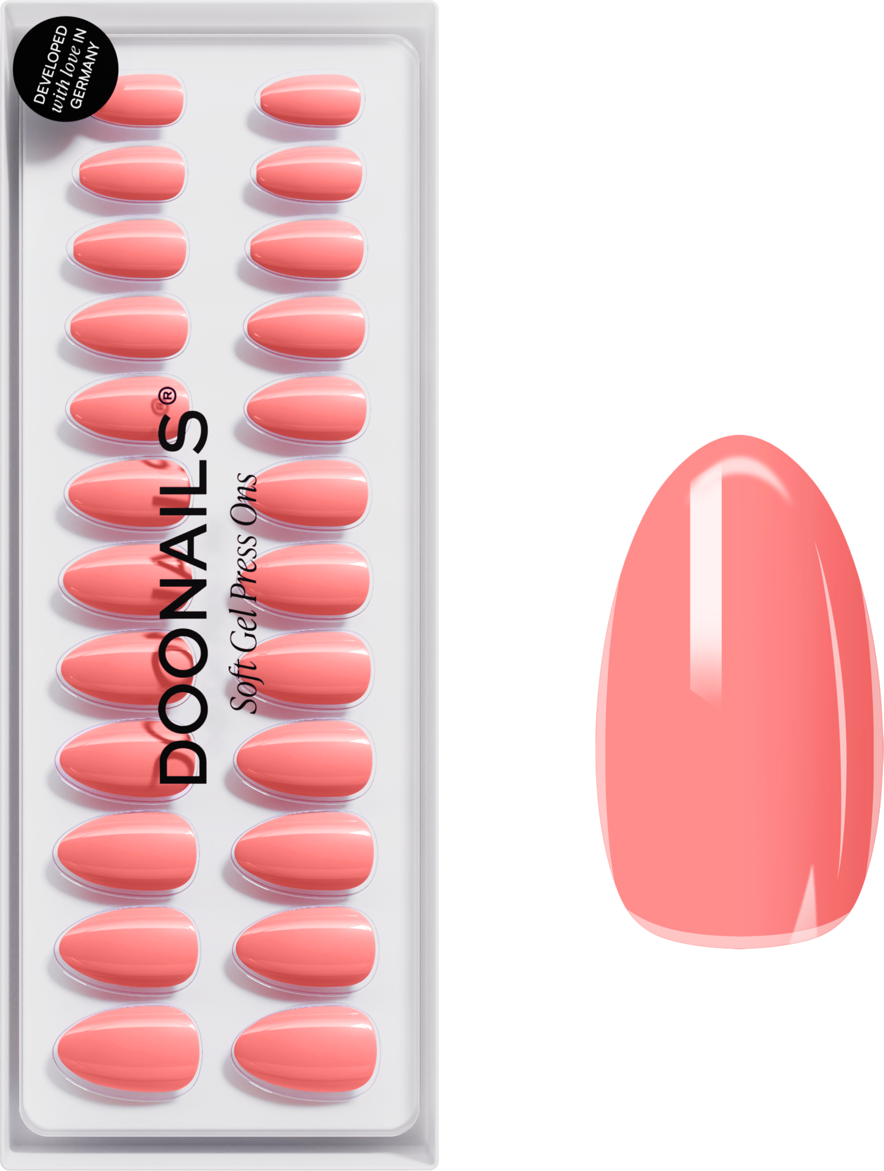 Doonails Peach Please Short Almond Soft Gel Press Ons