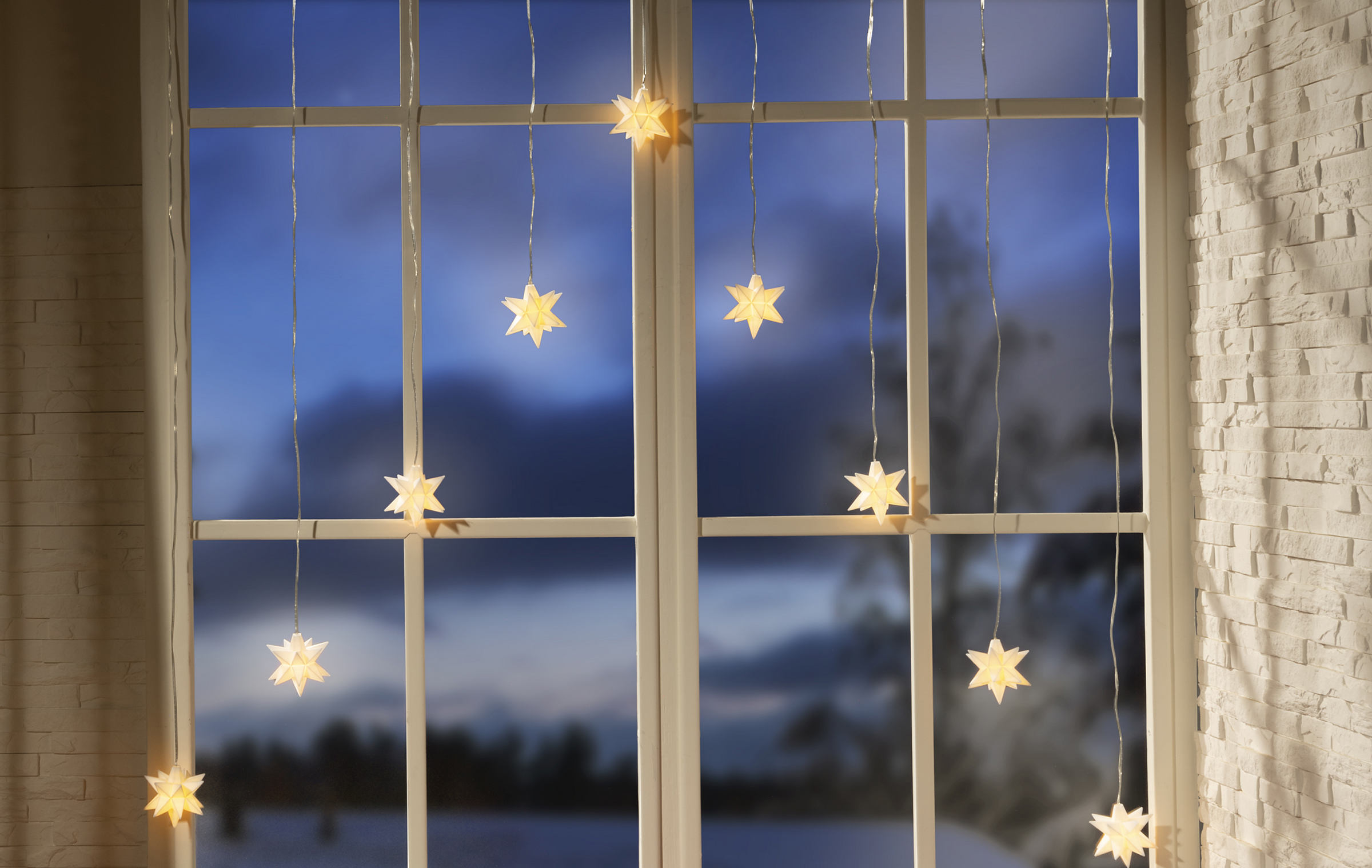 IDEENWELT LED-Weihnachtsstern-Vorhang