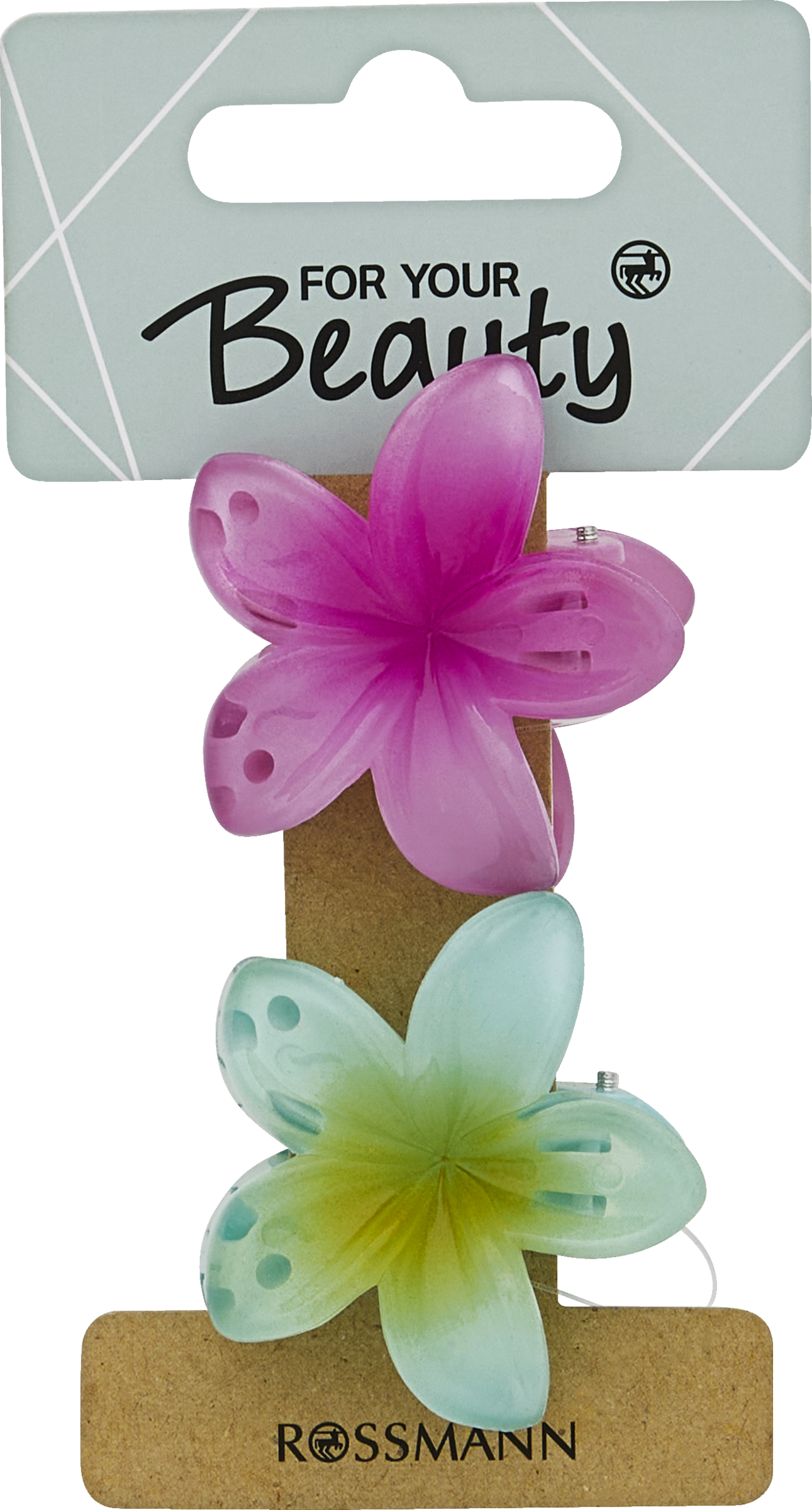 FOR YOUR Beauty Haarklammer in Form einer Blüte in den Farben gelb blau und rosa