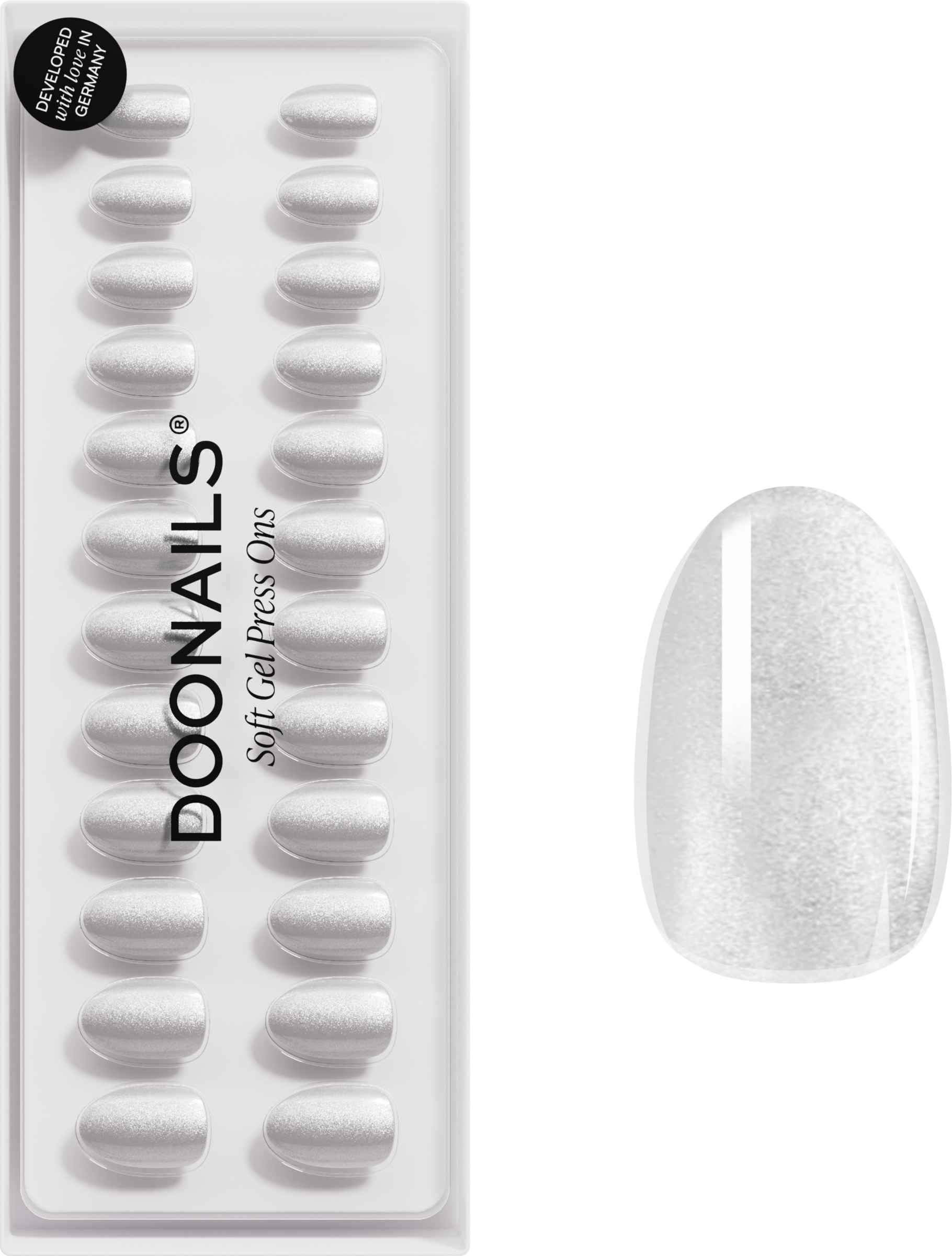 Doonails Press ons White Cat Eye SR Soft Gel
