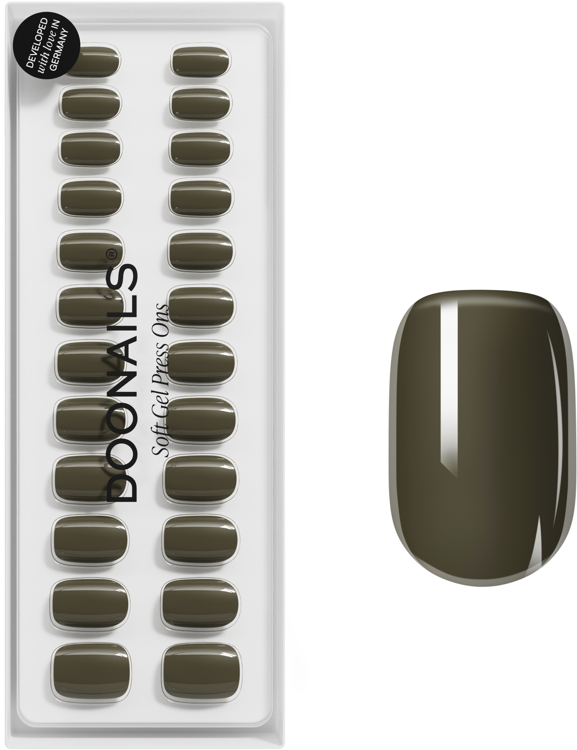 Doonails Moss Green Short Square Soft Gel Press Ons