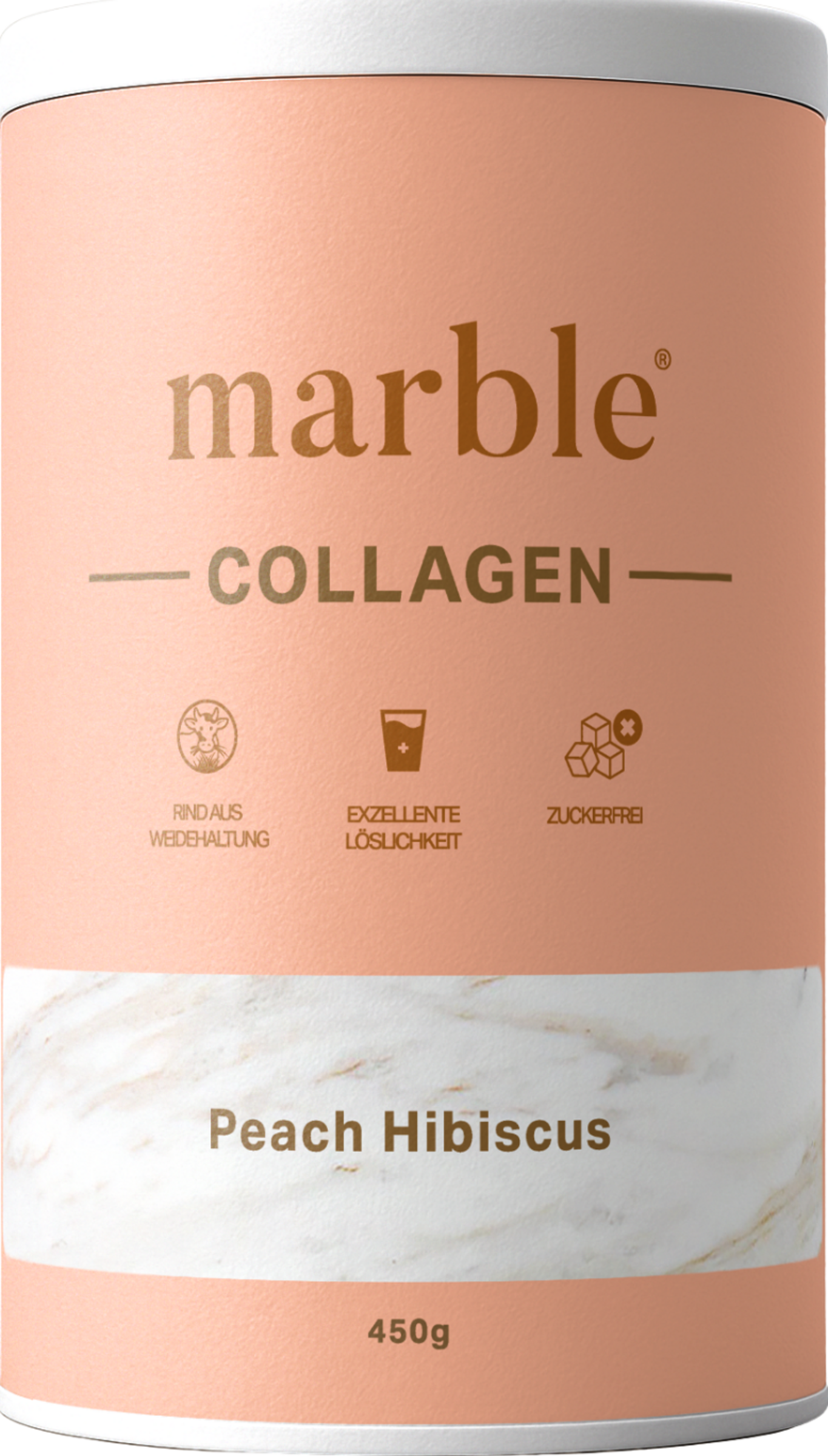 marble Collagen Pulver Peach Hibiscus
