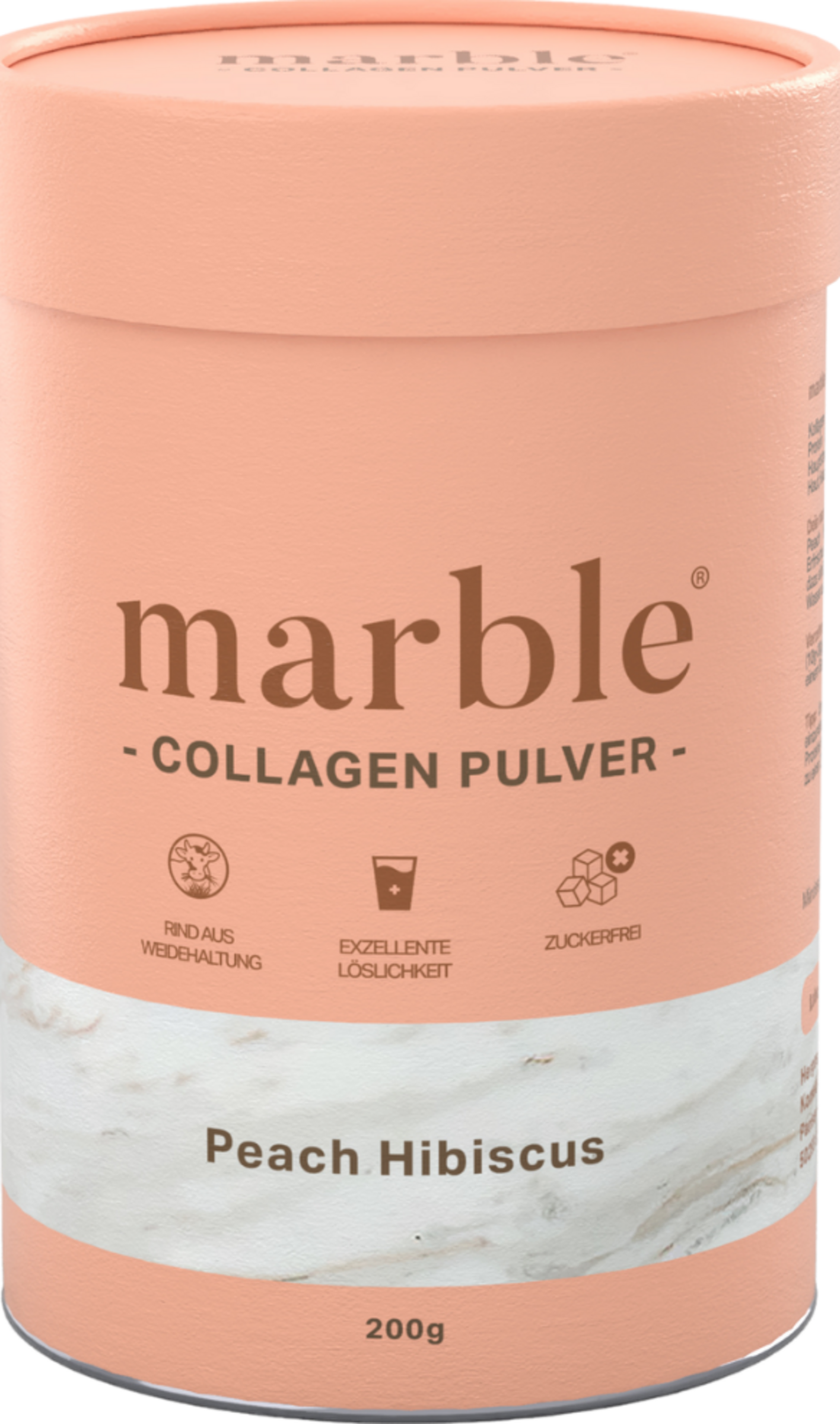 marble Collagen Pulver Peach Hibiscus