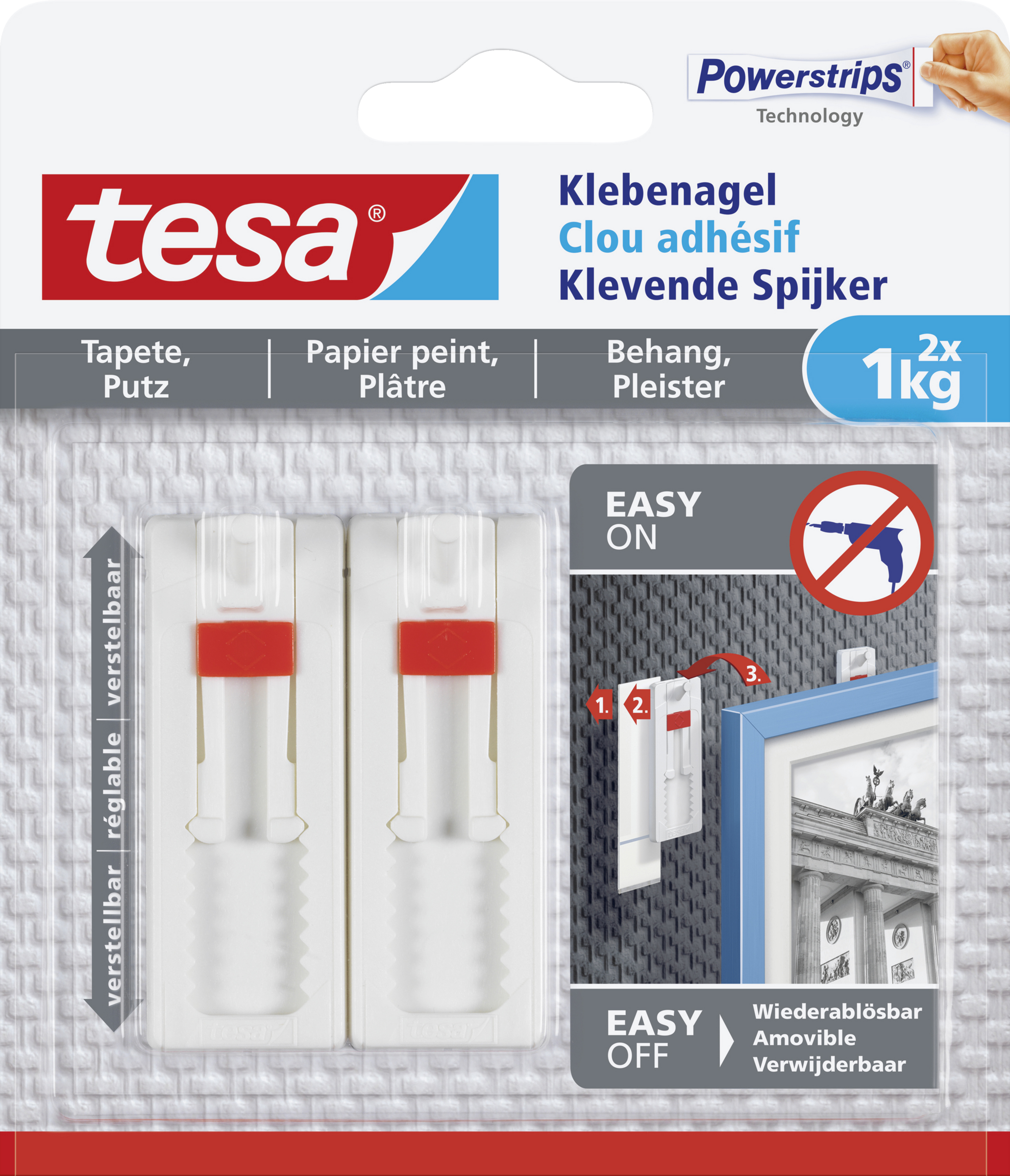 Tesa tesa Klebenagel verstellbar, Tapete&Putz, 1 kg