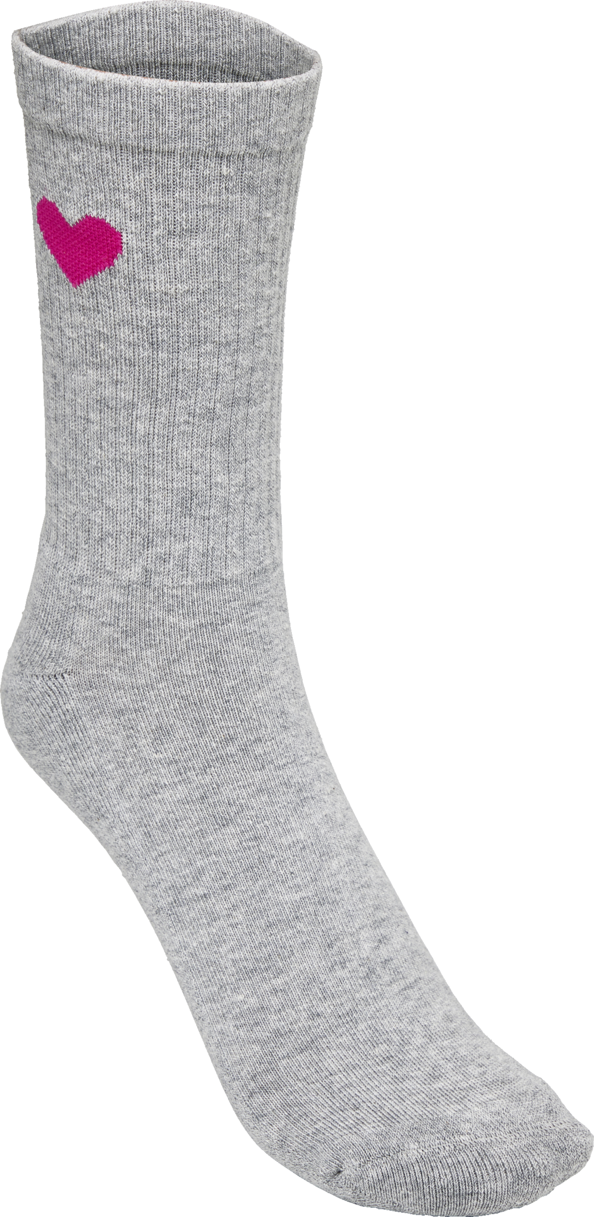 Rippsocken mit Herzmotiv grau/pink Gr. 35/38