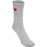 Rippsocken mit Herzmotiv grau/pink Gr. 35/38