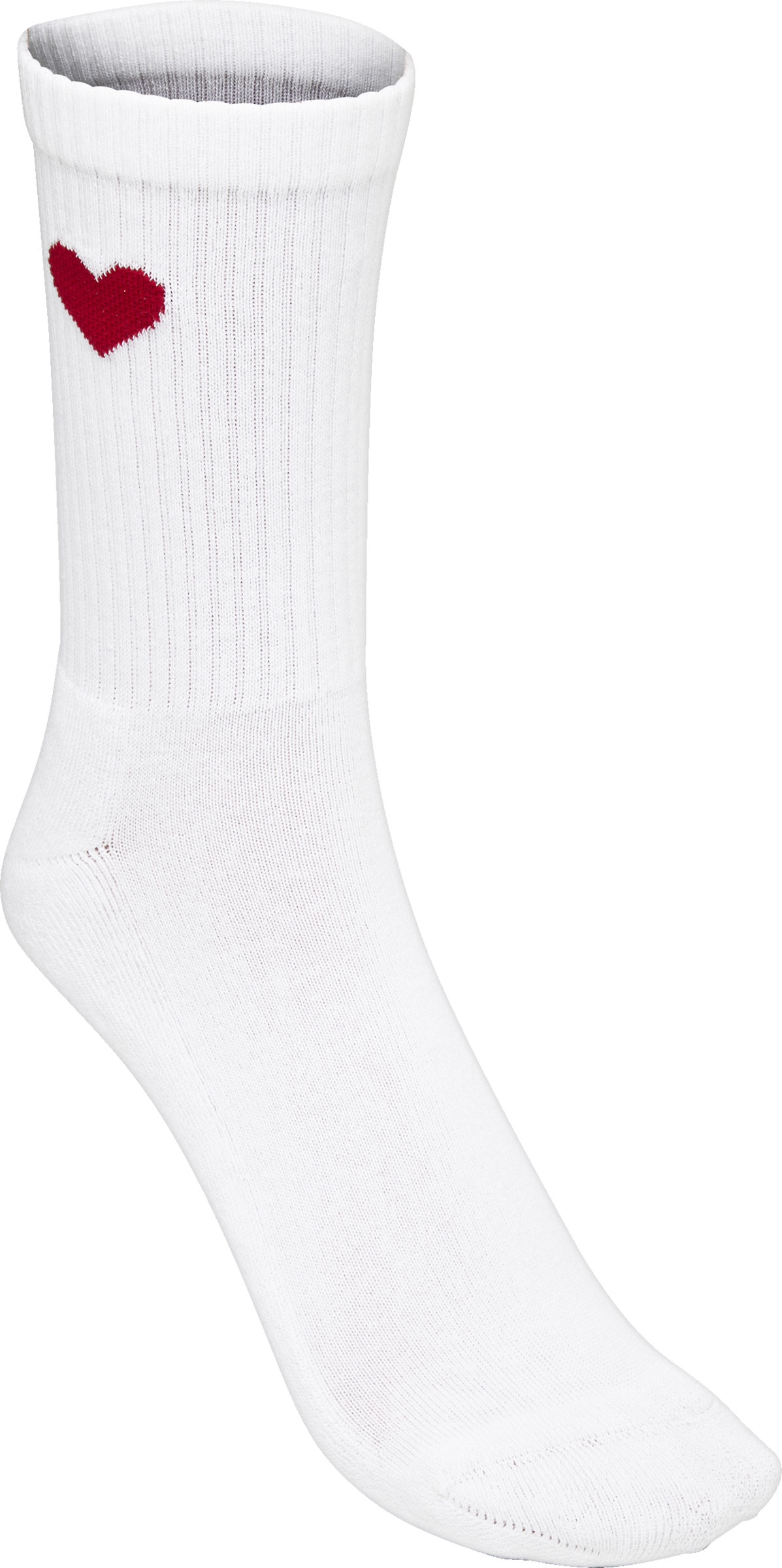 Rippsocken mit Herzmotiv weiss/rot Gr. 39/42