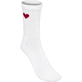 Rippsocken mit Herzmotiv weiss/rot Gr. 39/42