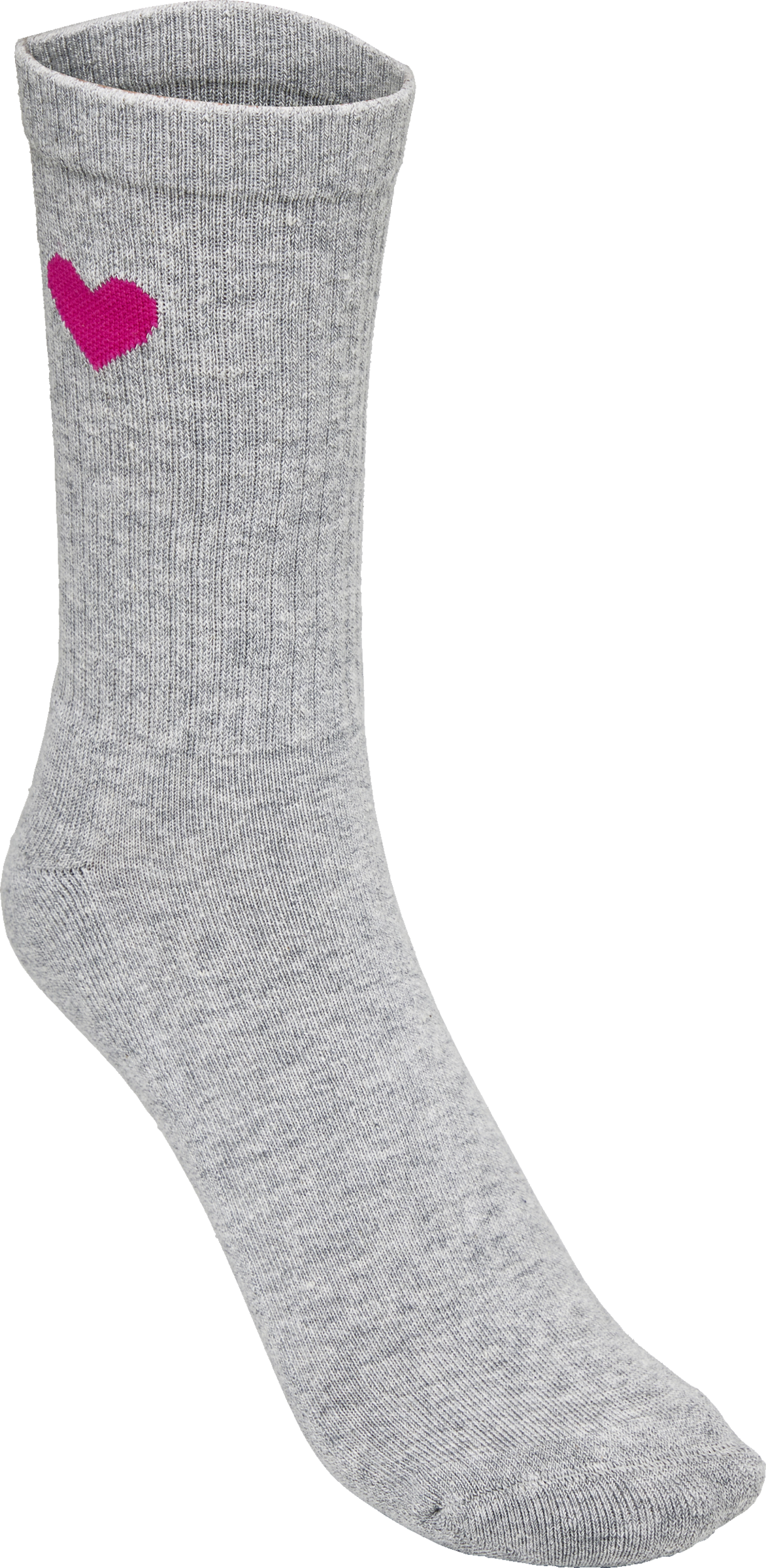 Rippsocken mit Herzmotiv grau/pink Gr. 39/42