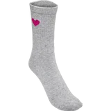 Rippsocken mit Herzmotiv grau/pink Gr. 39/42