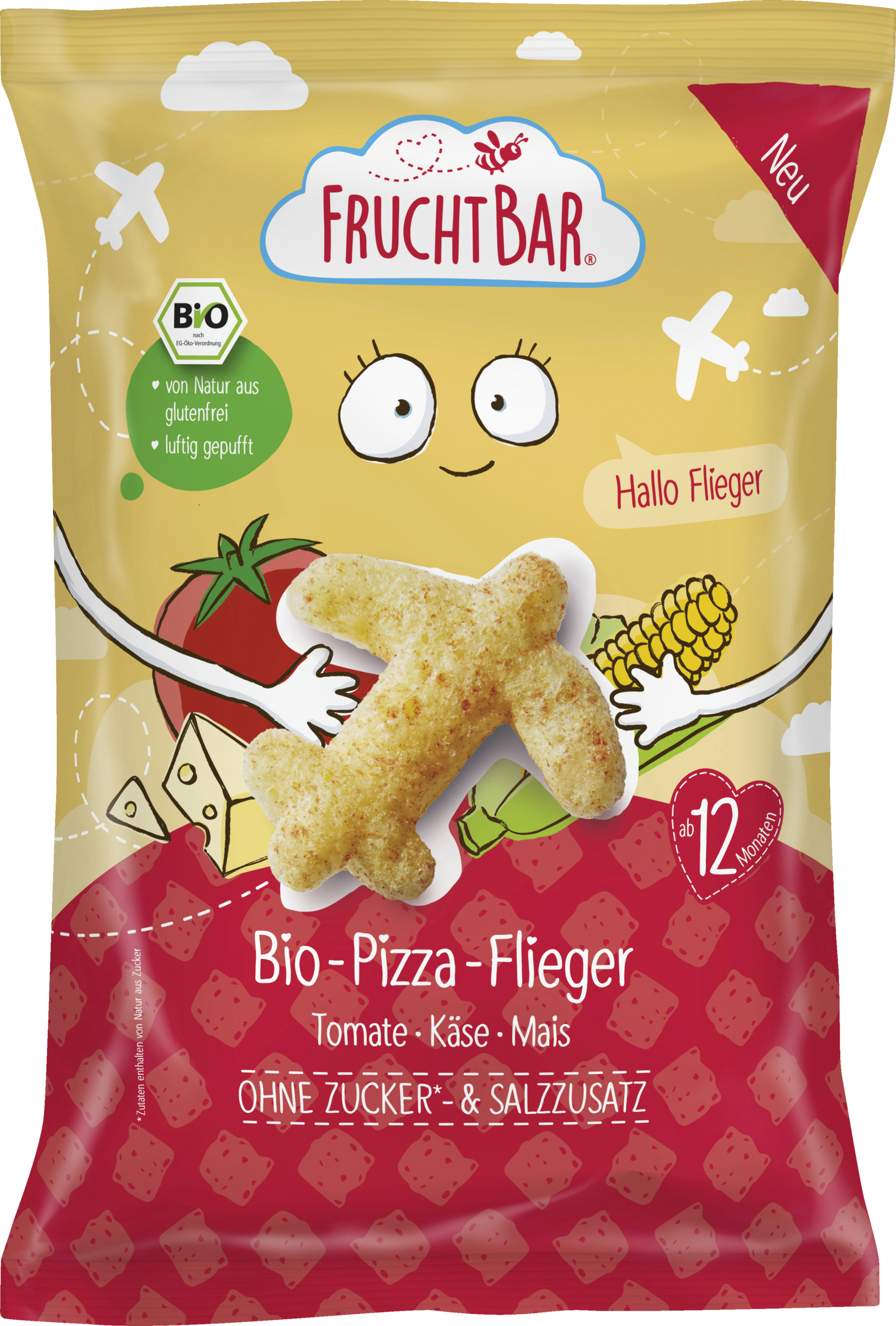 FruchtBar Bio Pizza Flieger Tomate Käse Mais