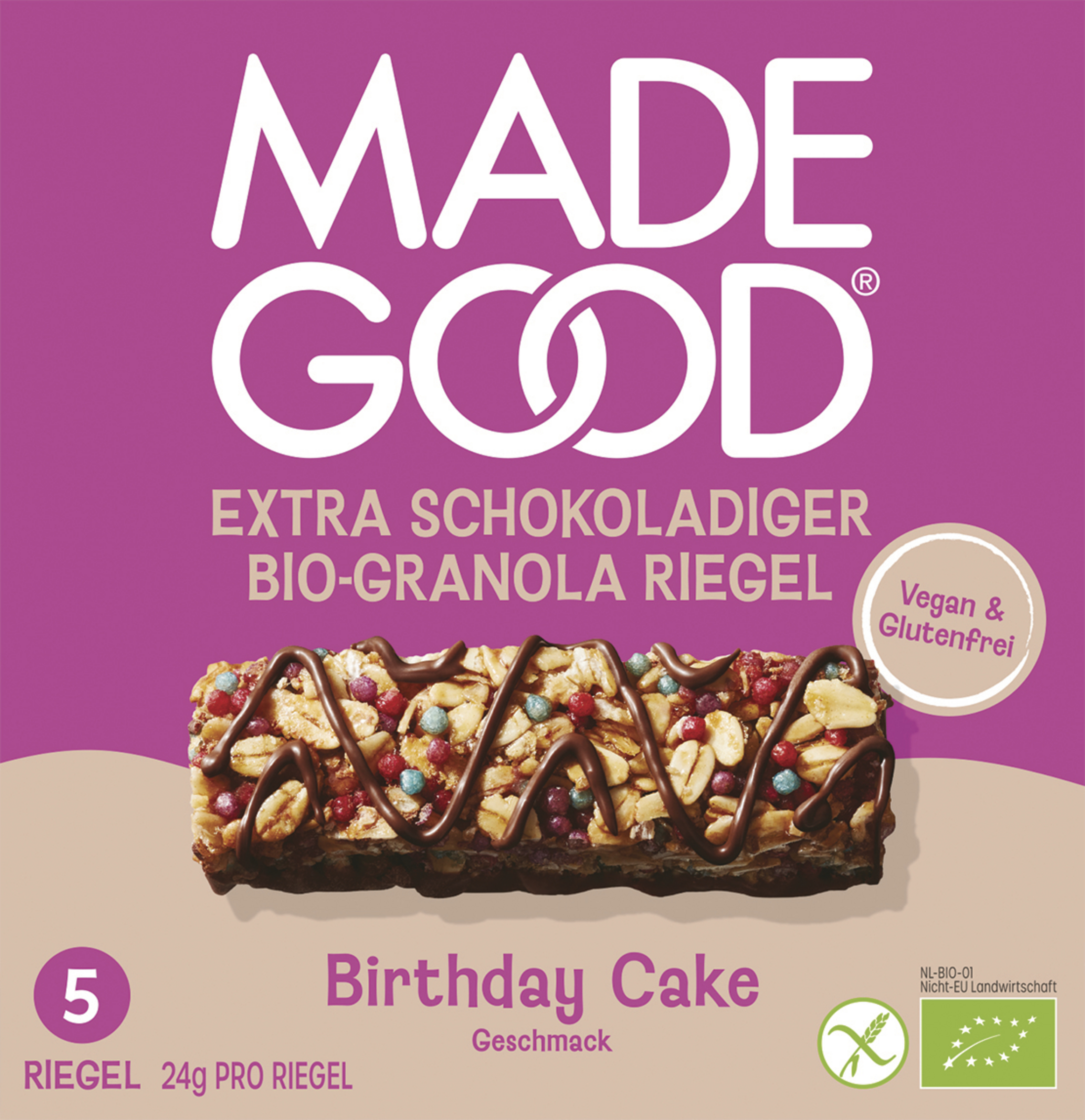 MadeGood Bio Granola Riegel Birthday Cake Flavour