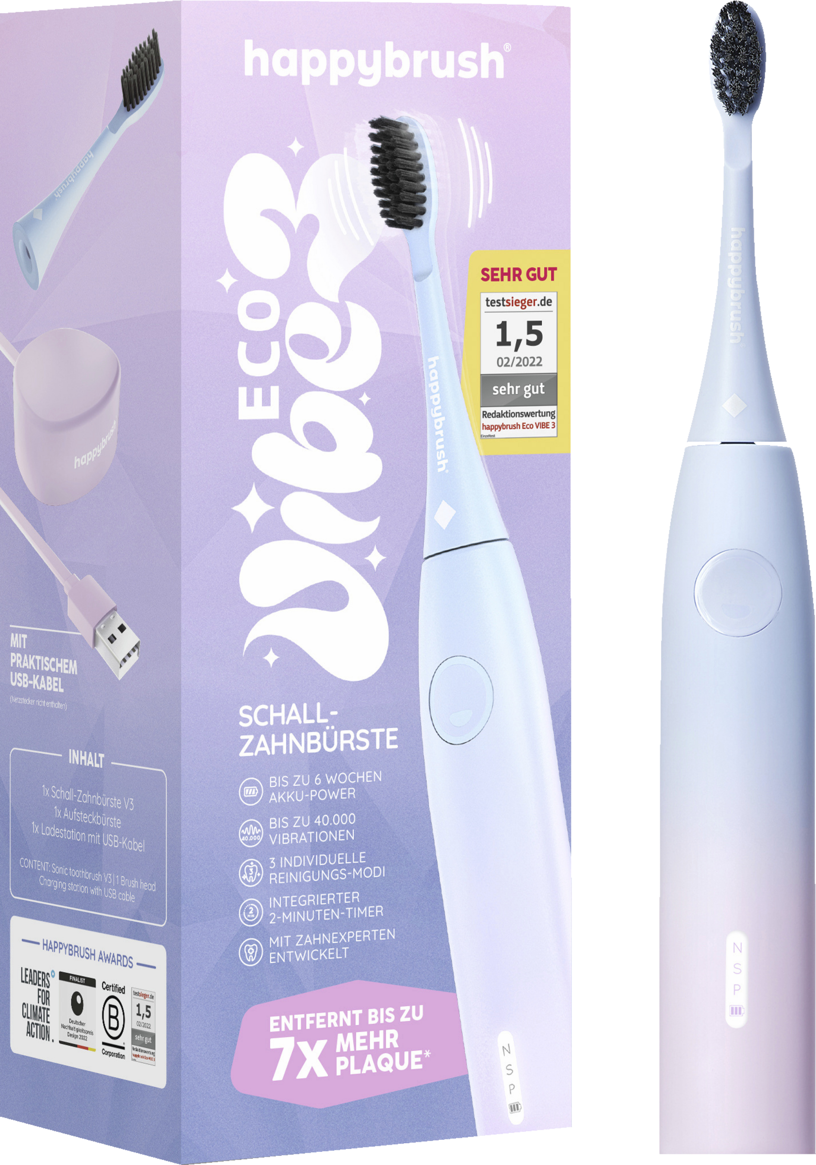 طقم البدء لفرشاة الأسنان الكهربائية Eco VIBE 3 Sunrise 2