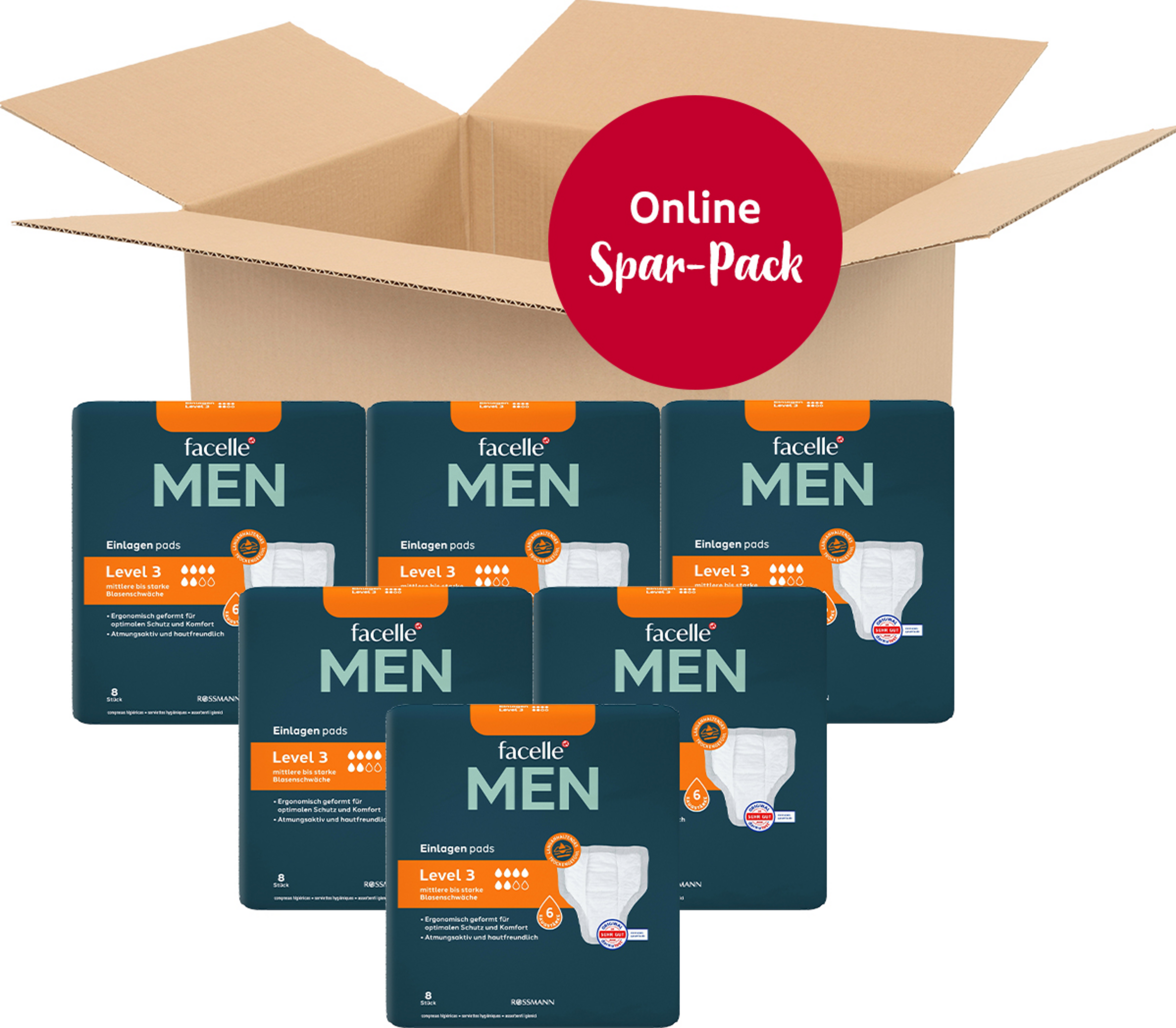 facelle diskret Vorteilspack MEN Einlagen Level 3