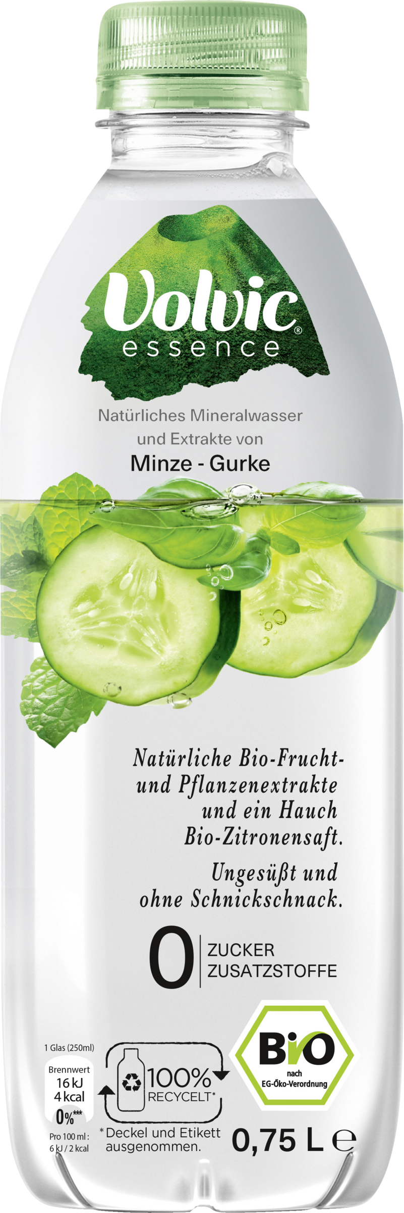 Volvic Bio Natürliches Mineralwasser und Extrakte von Minze und Gurke EINWEG