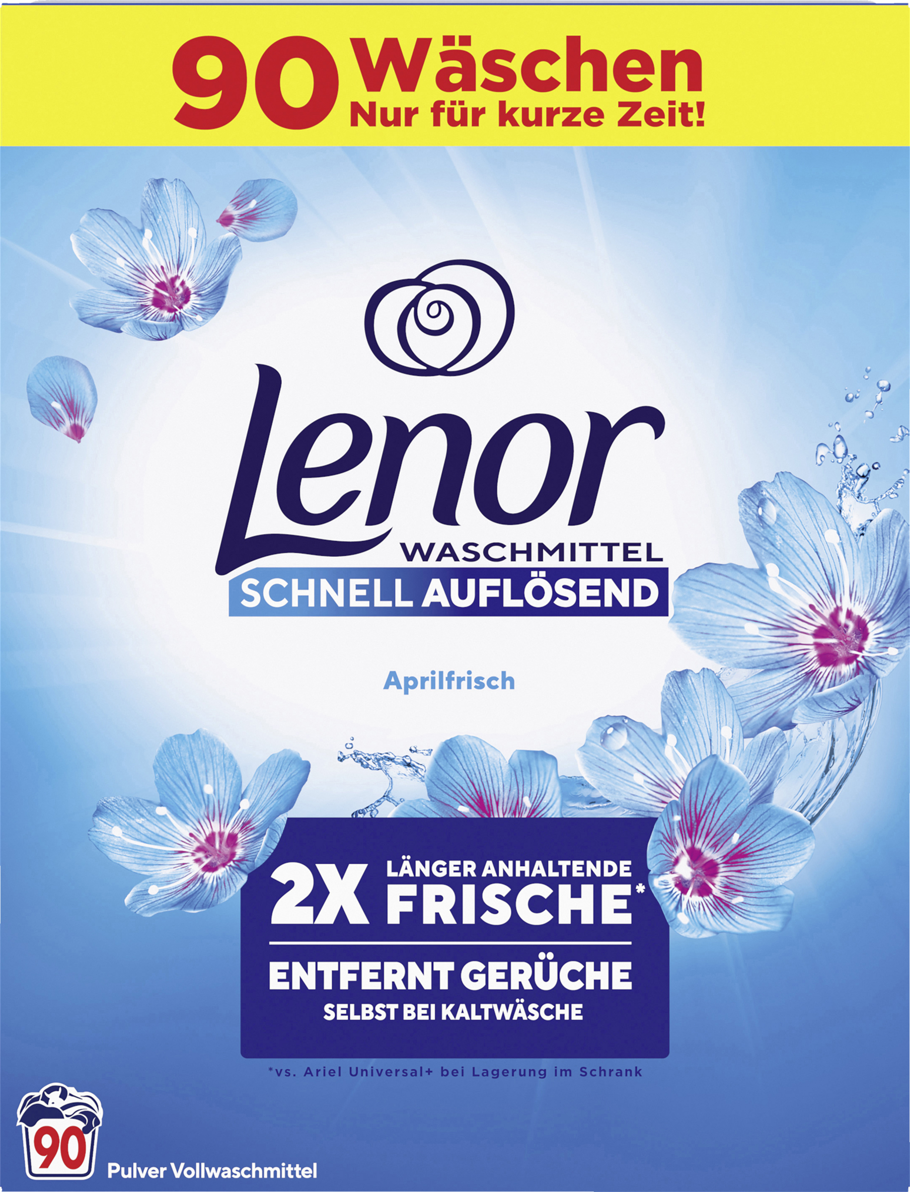 Lenor Vollwaschmittel Pulver Aprilfrisch Großpackung 90WL