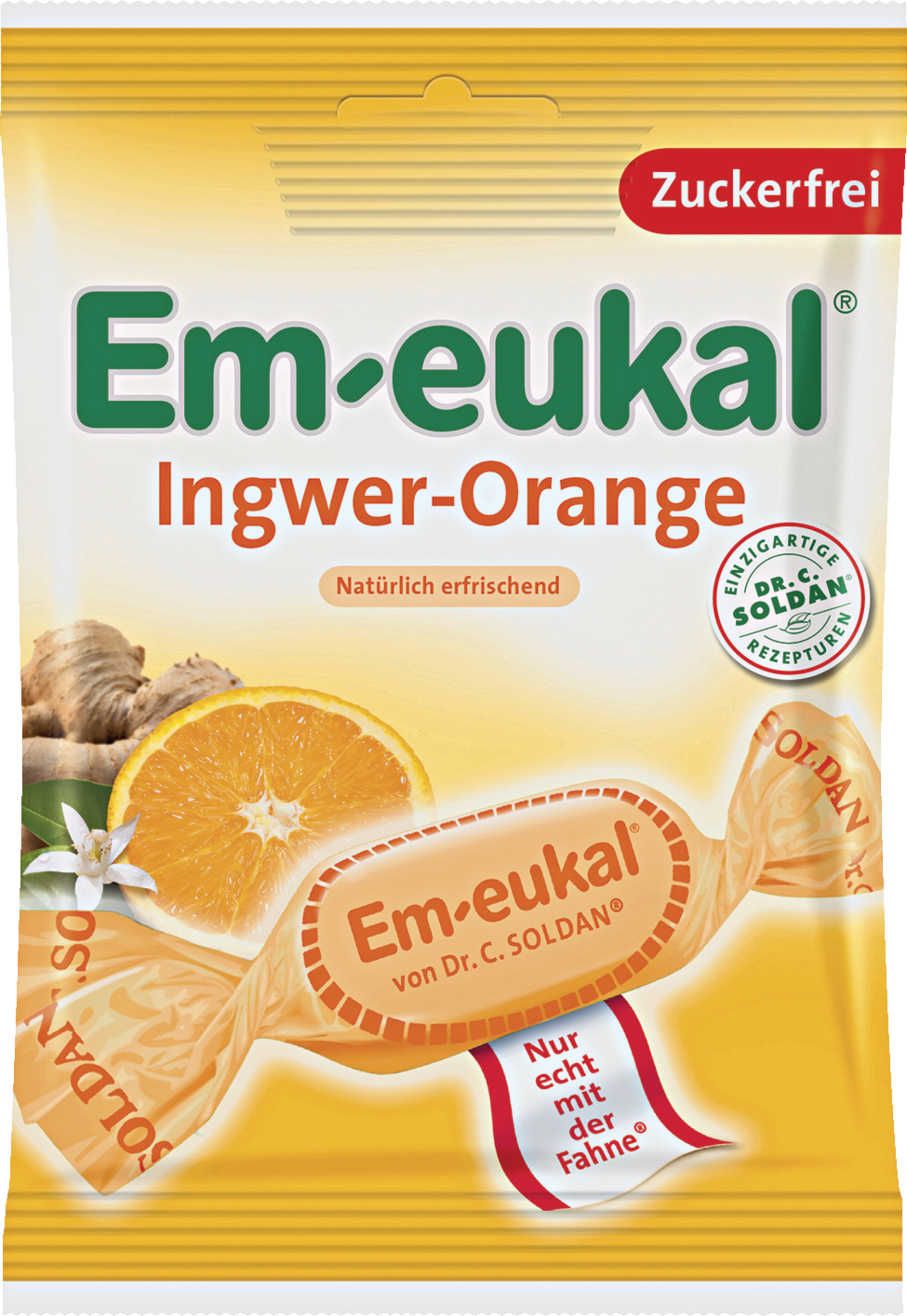 Em-eukal Zuckerfreie Hustenbonbons mit Ingwer und Orange