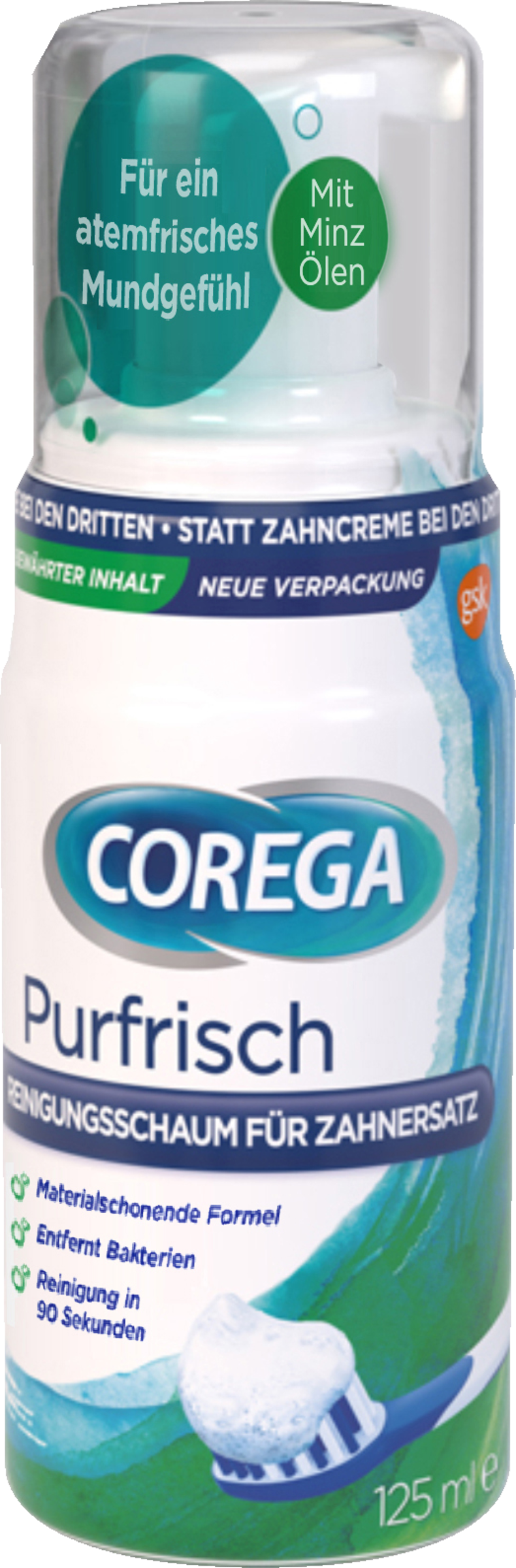 Corega Purfrisch Reinigungsschaum für Zahnersatz