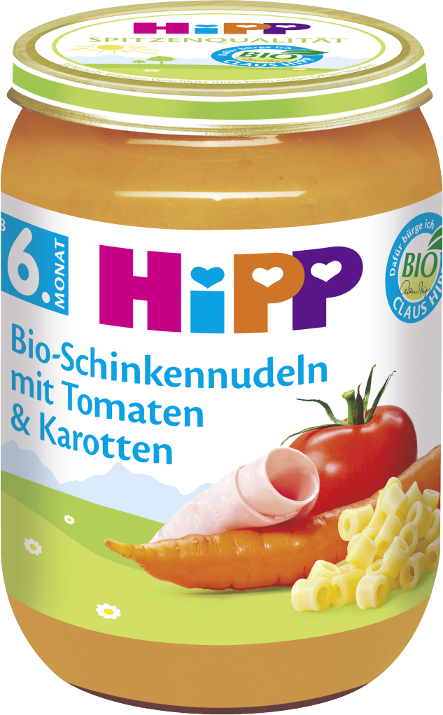 HiPP Bio Menü Bio-Schinkennudeln mit Tomaten & Karotten