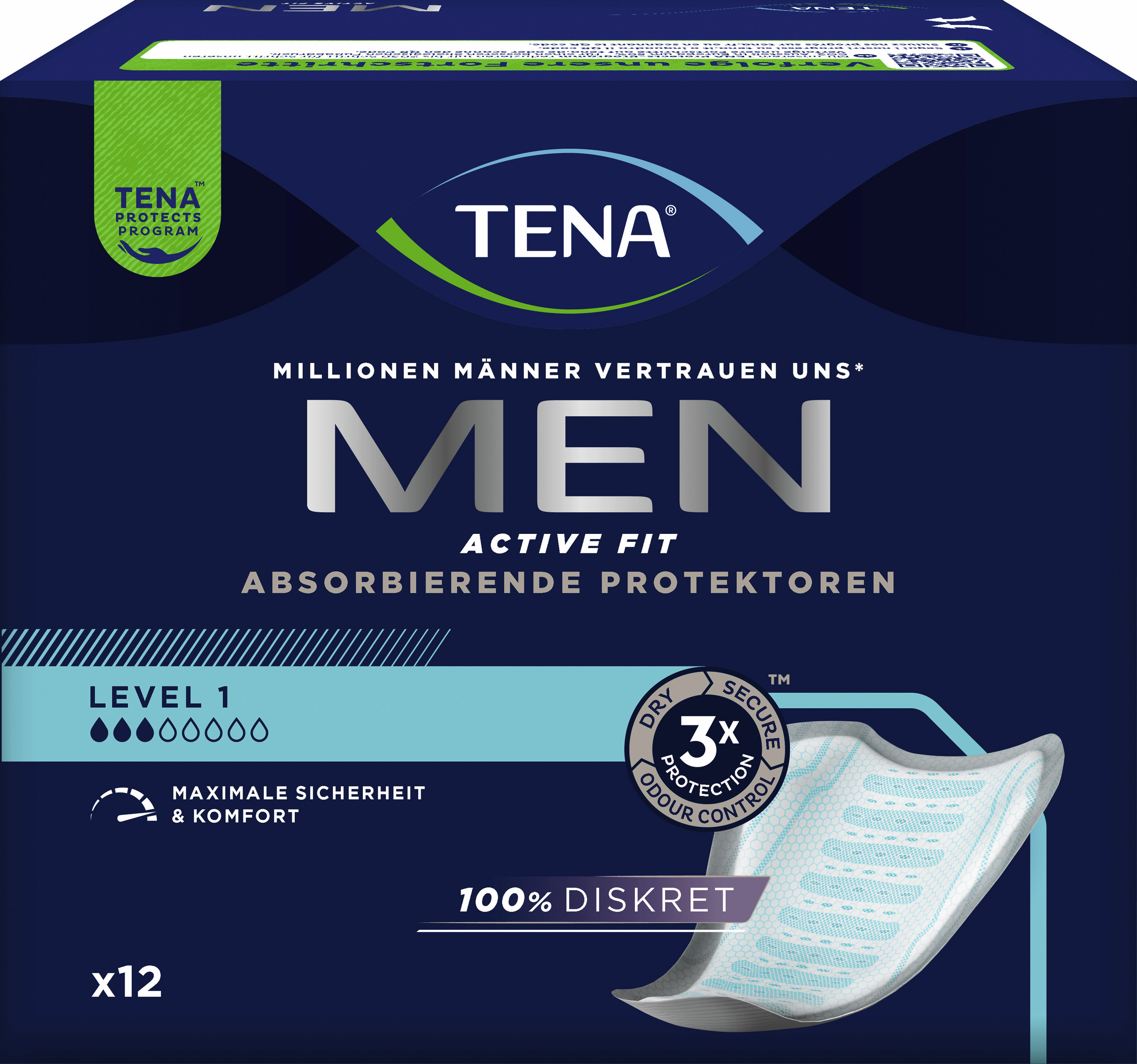 TENA Men Active Fit Absorbierende Protektoren Einlagen Level 1 Monatspaket