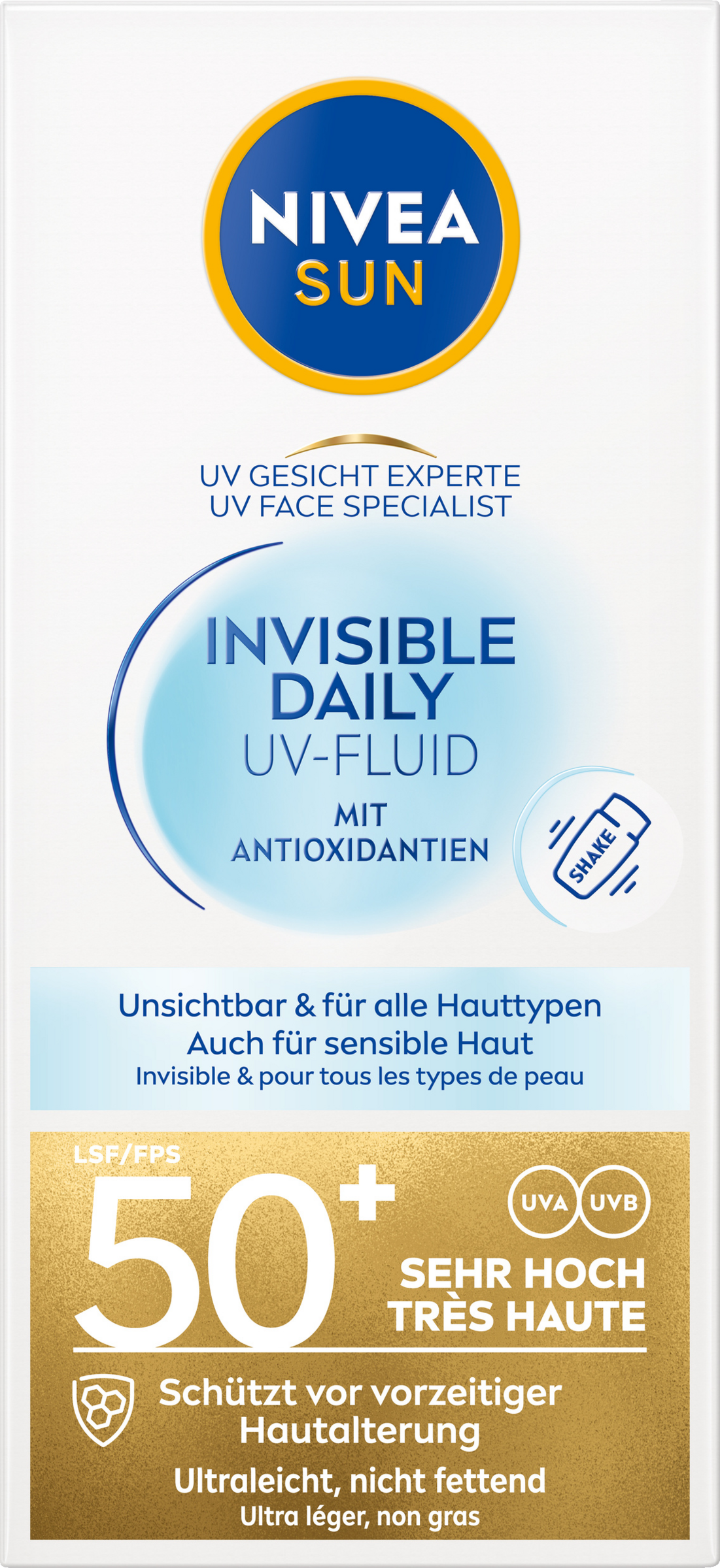 NIVEA SUN UV Schutz Gesicht Experte Invisible Daily UV-Fluid LSF 50+