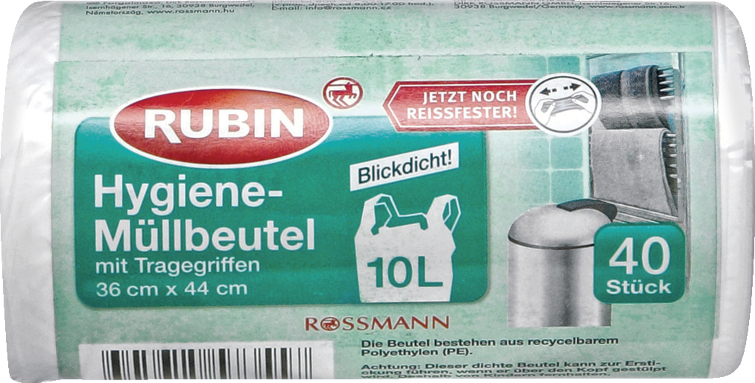 Hygiene-Müllbeutel mit Tragegriffen 10 l