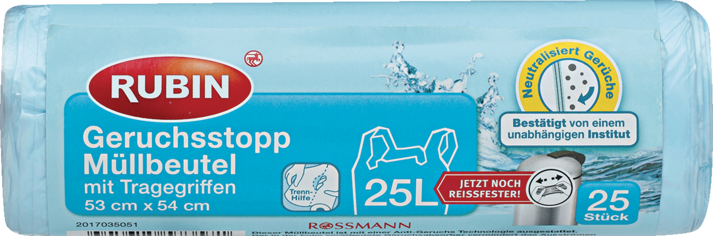 Geruchsstopp Müllbeutel mit Tragegriffen 25 l