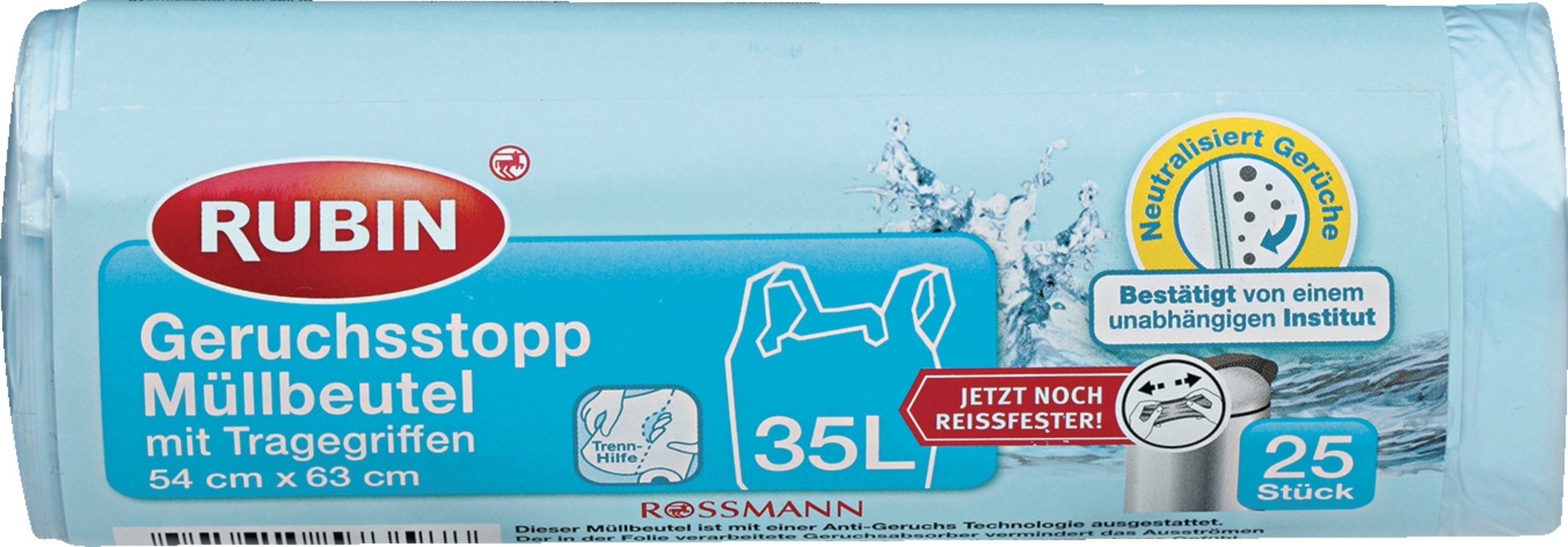 RUBIN Geruchsstopp Müllbeutel mit Tragegriffen 35 l
