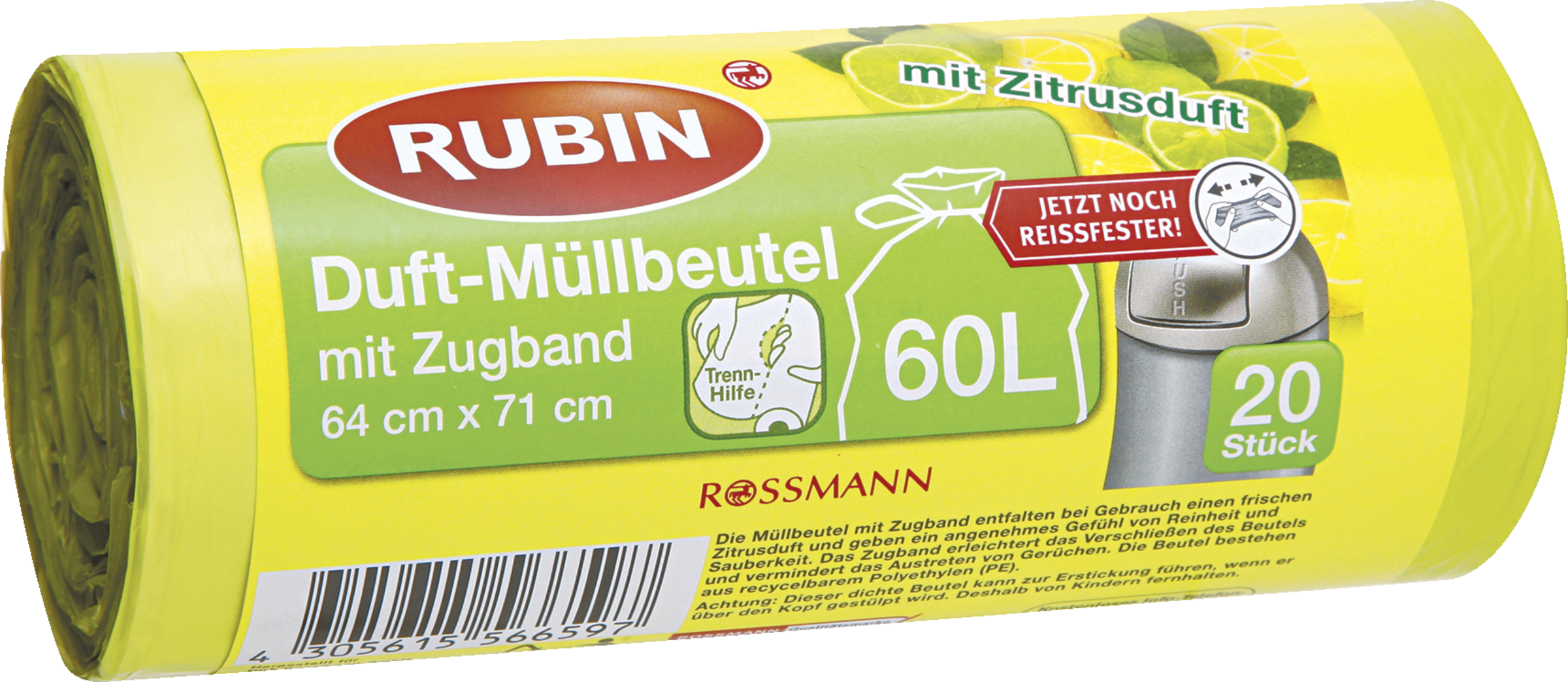 RUBIN Duft-Müllbeutel mit Zugband 60 l