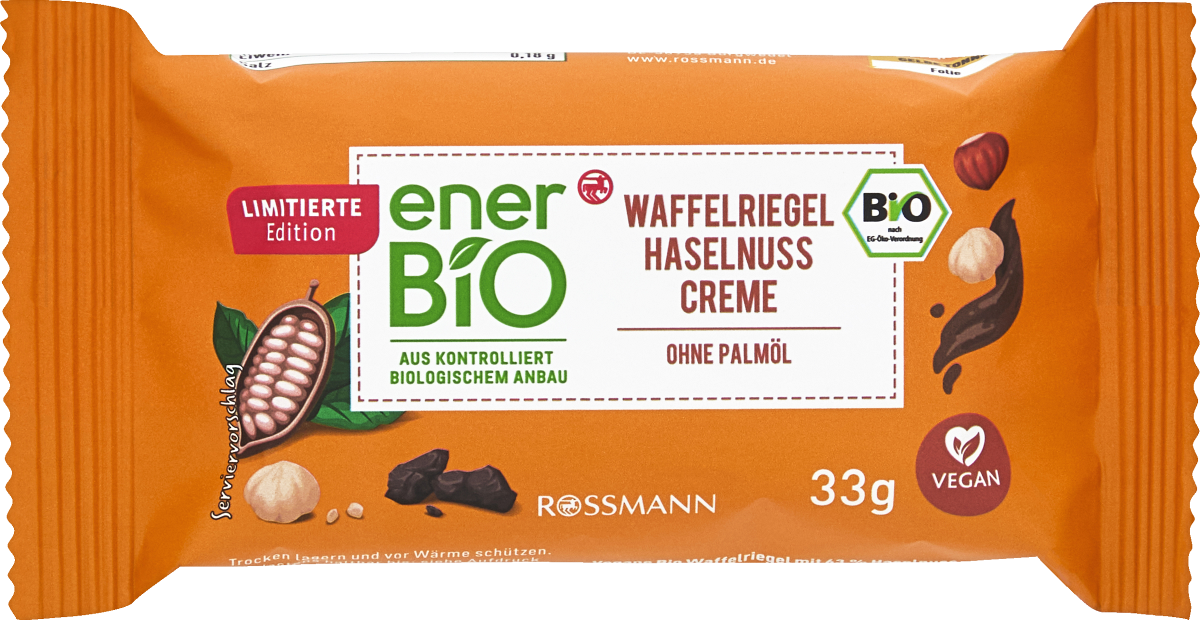 enerBiO Waffelriegel Haselnuss Creme