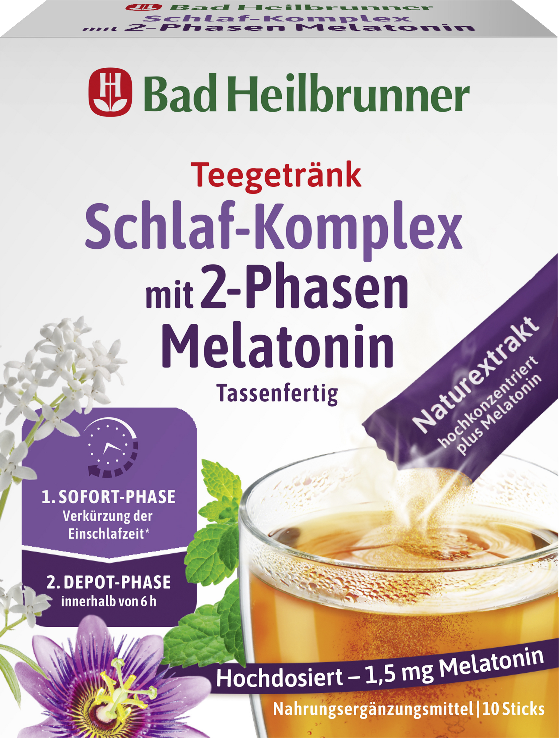 مركب للنوم مع ميلاتونين ثنائي الطور، شاي عشبي بـ 2-Phase 10 أكياس